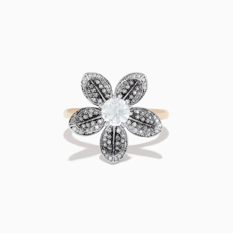 Nature 14K Two-Tone Gold Diamond Floral Ring 1.06 TCW sold by Effy