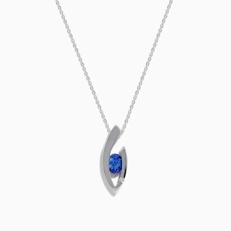 14K White Gold Tanzanite and Diamond Pendant sold by Effy