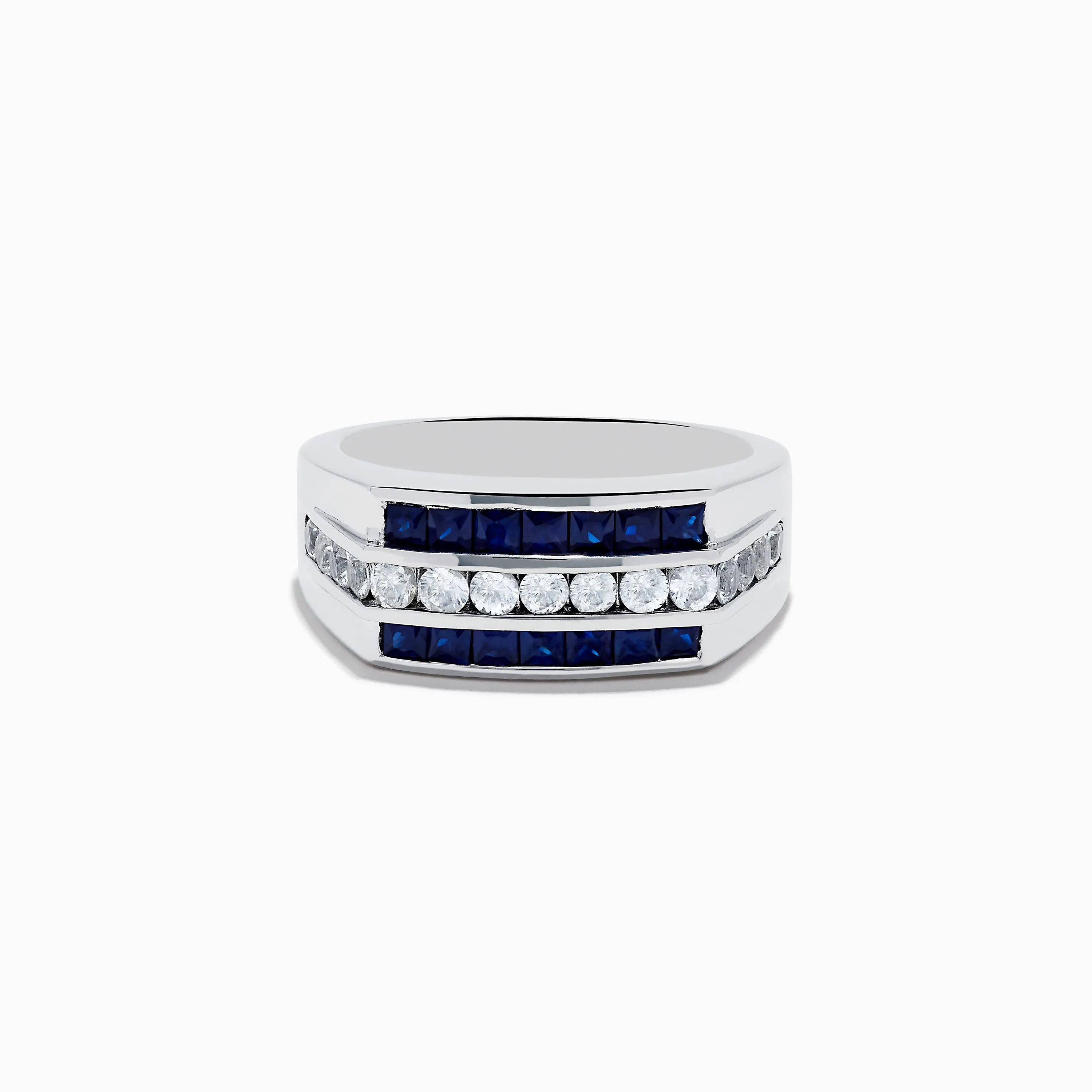 Men's 925 Sterling Silver Blue and White Sapphire Ring sold by Effy