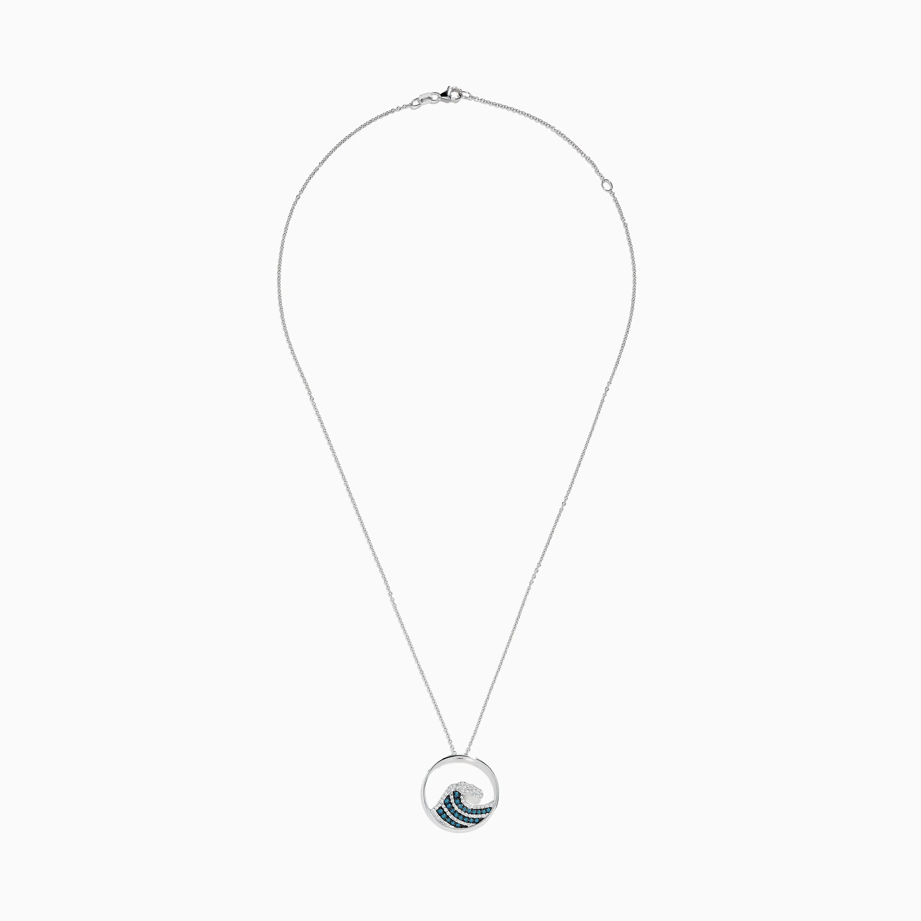 Seaside 14K White Gold Blue and White Diamond Wave Pendant sold by Effy product image thumbnail 2
