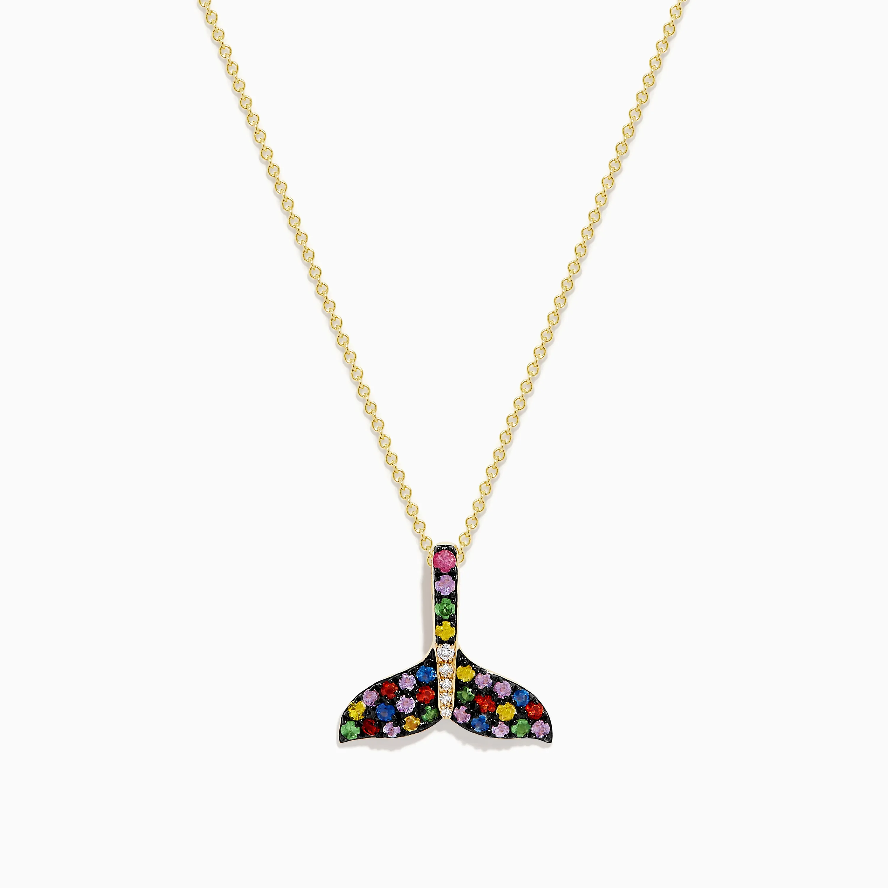 Watercolors 14K Yellow Gold Multi Sapphire and Diamond Tail Pendant sold by Effy