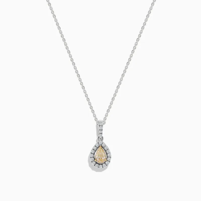 Canare 18K Two-Tone Gold Yellow and White Diamond Teardrop Pendant sold by Effy