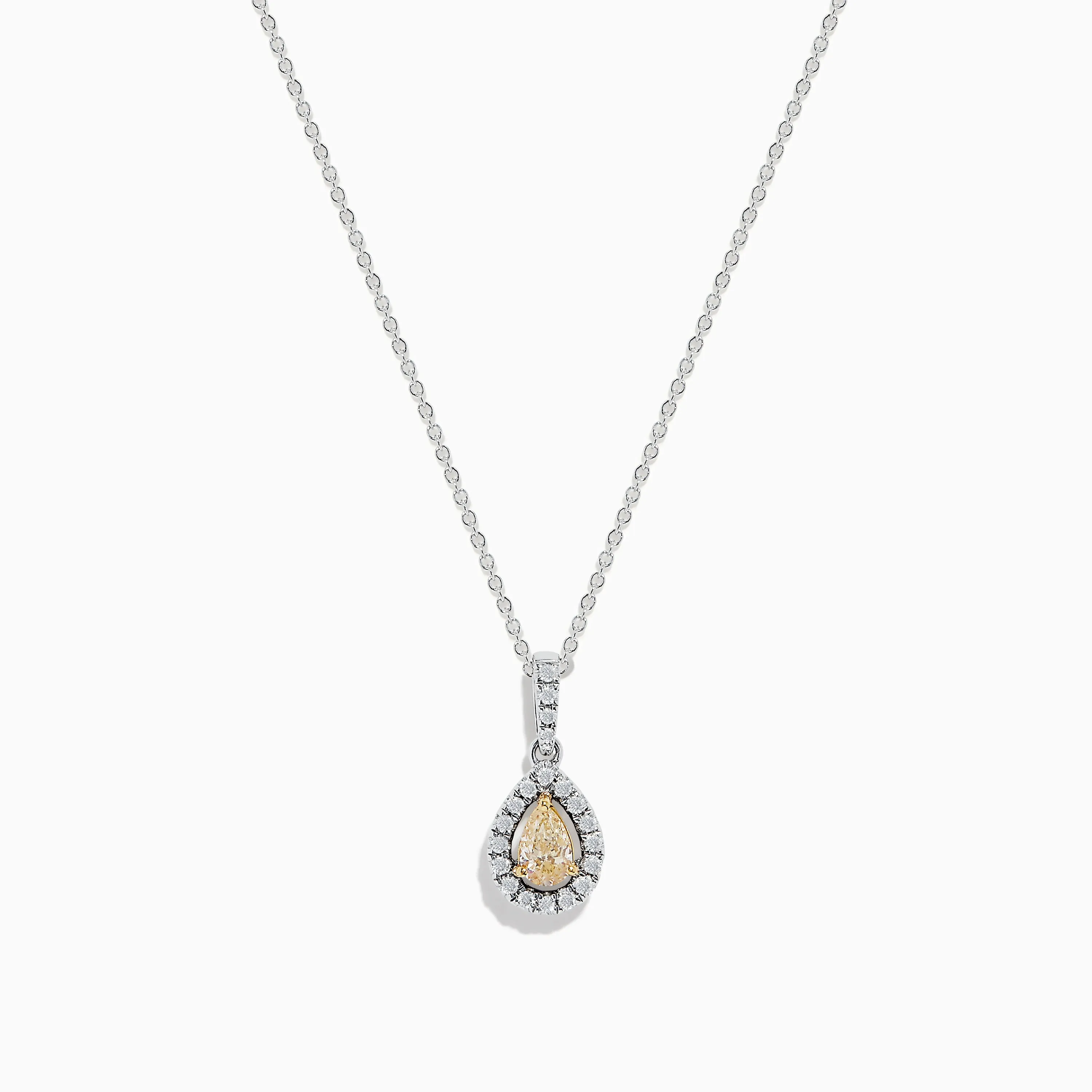 Canare 18K Two-Tone Gold Yellow and White Diamond Teardrop Pendant sold by Effy