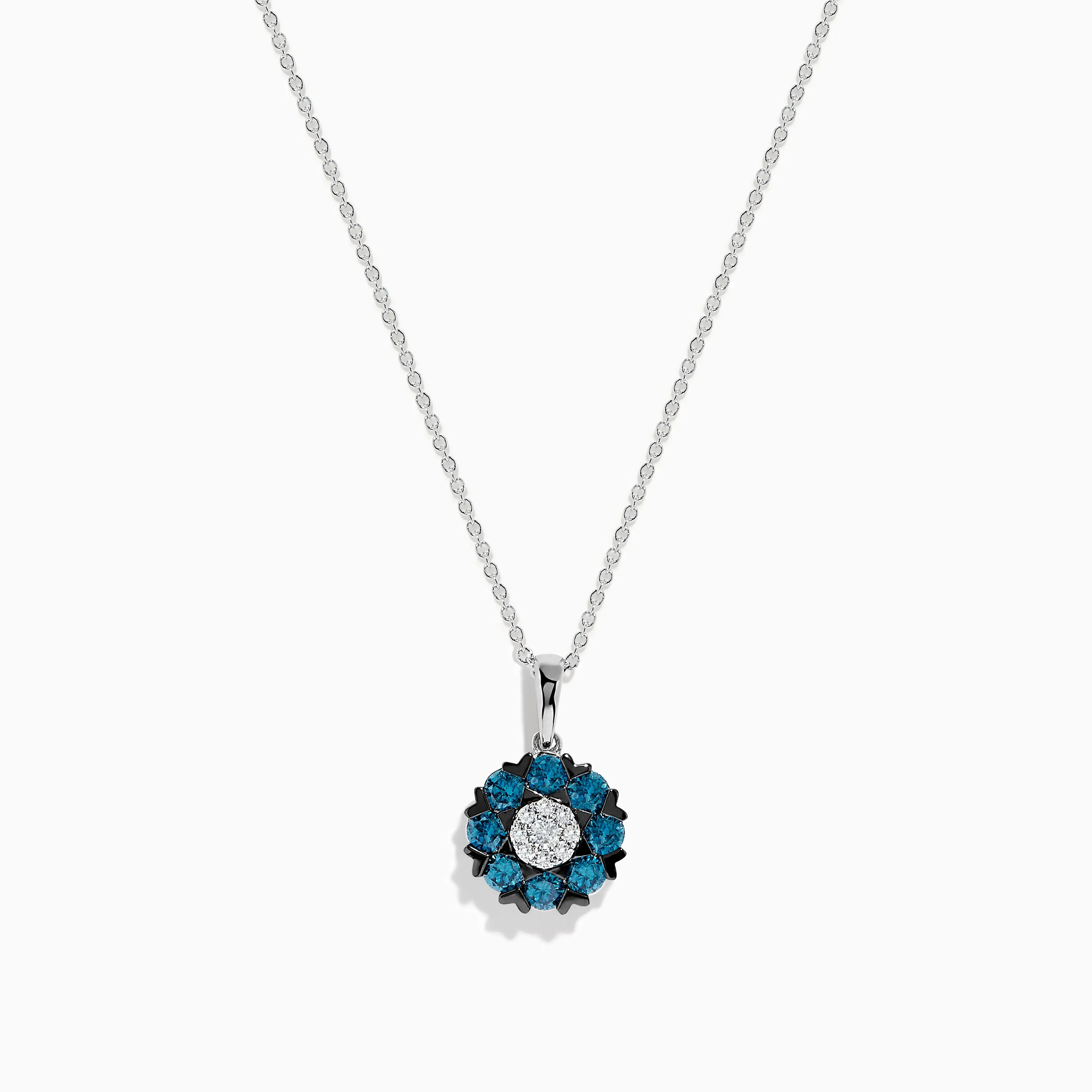Bella Bleu 14K White Gold Blue and White Diamond Flower Pendant sold by Effy