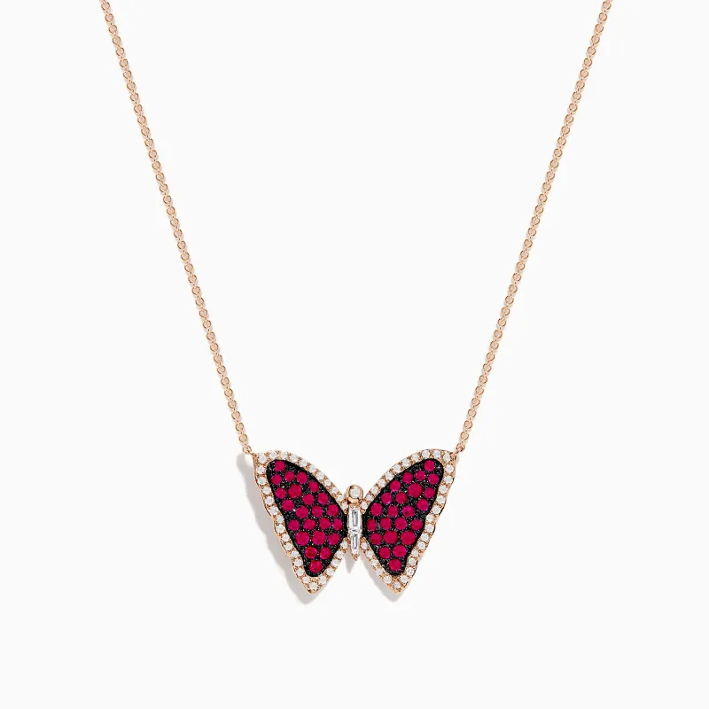 Ruby Royale 14K Rose Gold Ruby Butterfly Necklace sold by Effy