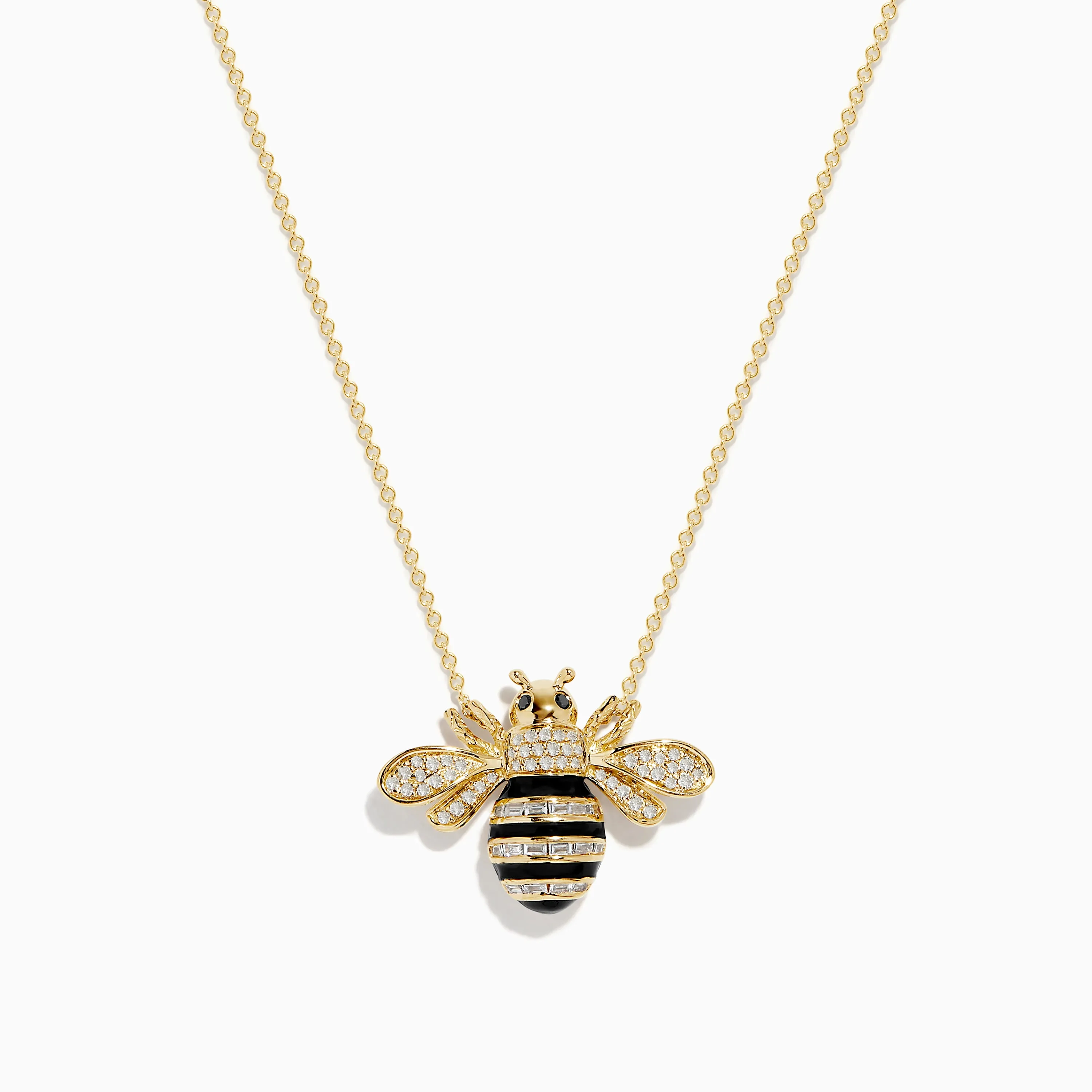 Safari 14K Yellow Gold Black and White Diamond Bee Necklace sold by Effy