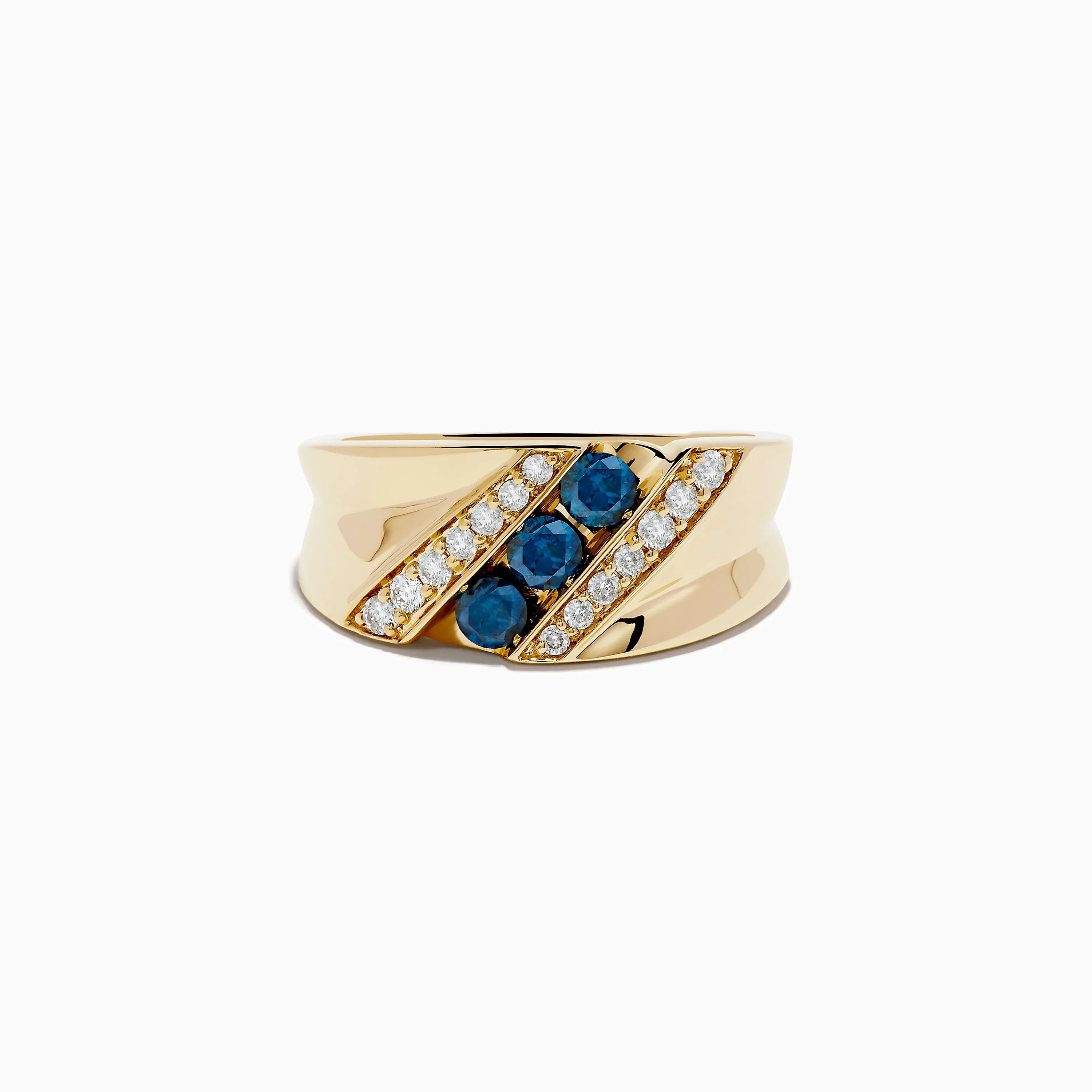 Men's 14K Yellow Gold Blue and White Diamond Ring sold by Effy