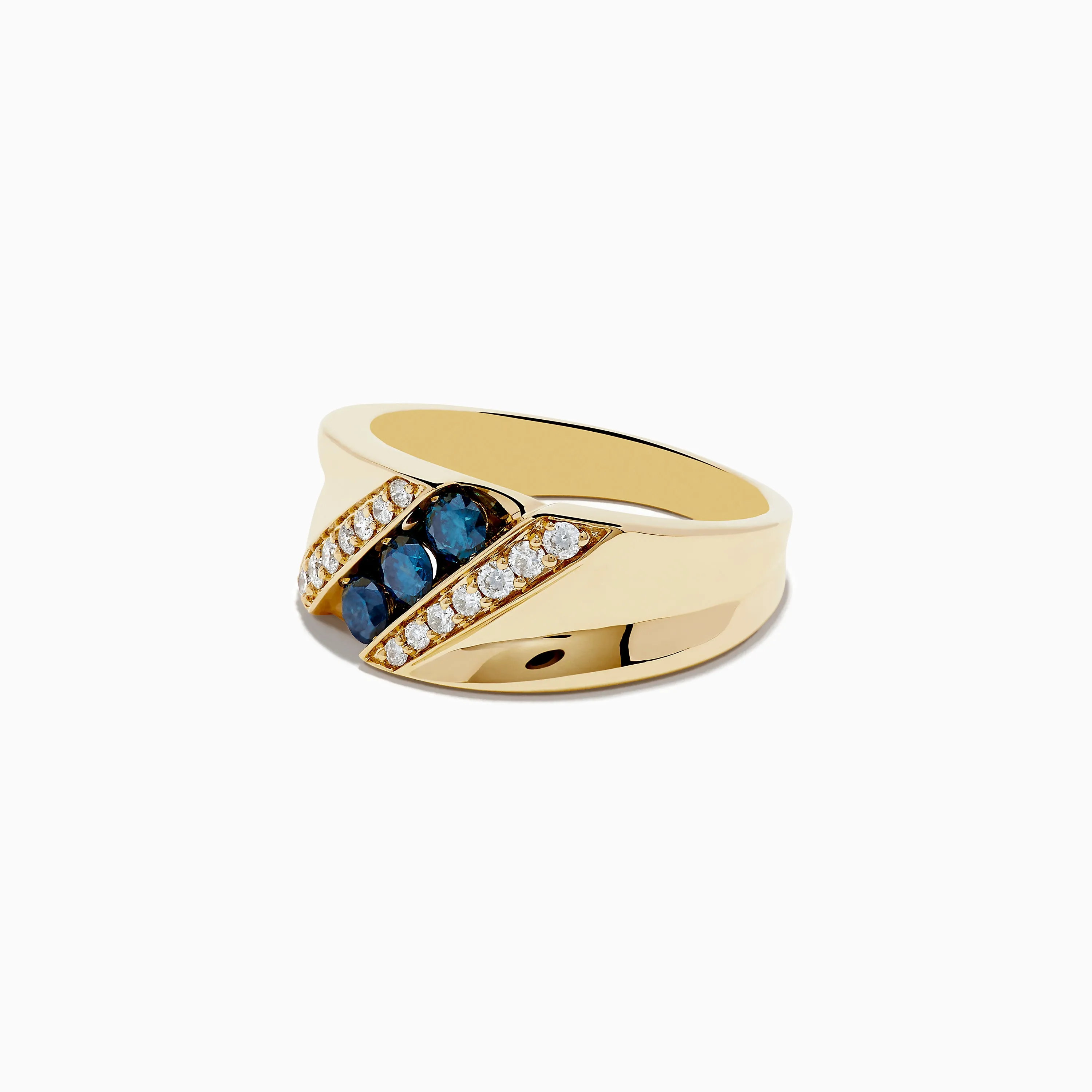 Men's 14K Yellow Gold Blue and White Diamond Ring sold by Effy product image thumbnail 2