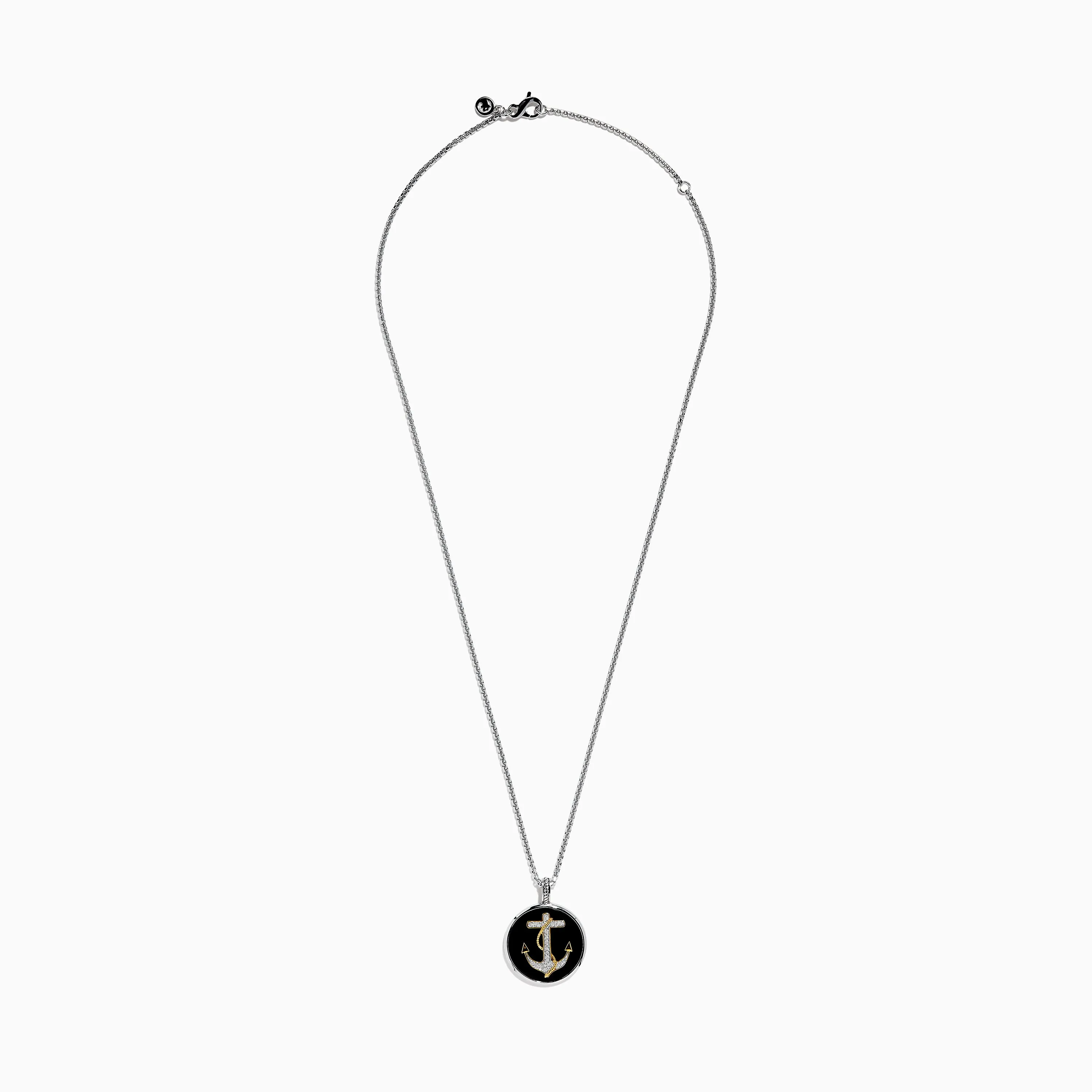 Men's 925 Sterling Silver White Topaz and Onyx Anchor Pendant sold by Effy product image thumbnail 2