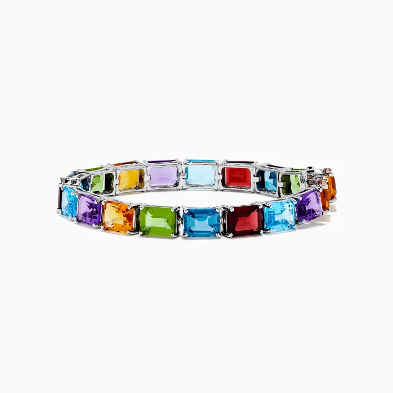 925 Sterling Silver Multi Gemstone Tennis Bracelet sold by Effy