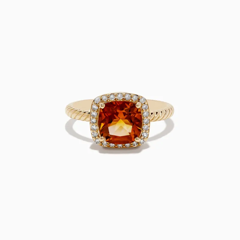 14K Yellow Gold Citrine and Diamond Ring sold by Effy