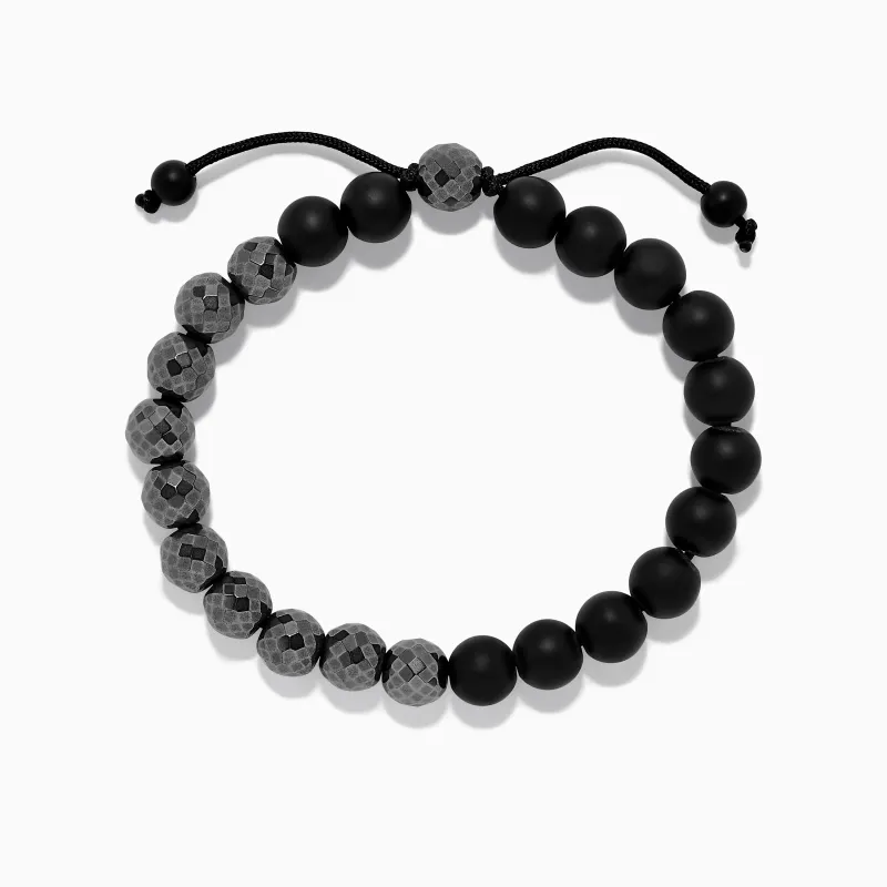 Men's Beaded Hematite String Bracelet sold by Effy