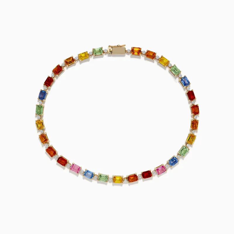 Watercolors 14K Yellow Multi Sapphire and Diamond Tennis Bracelet sold by Effy
