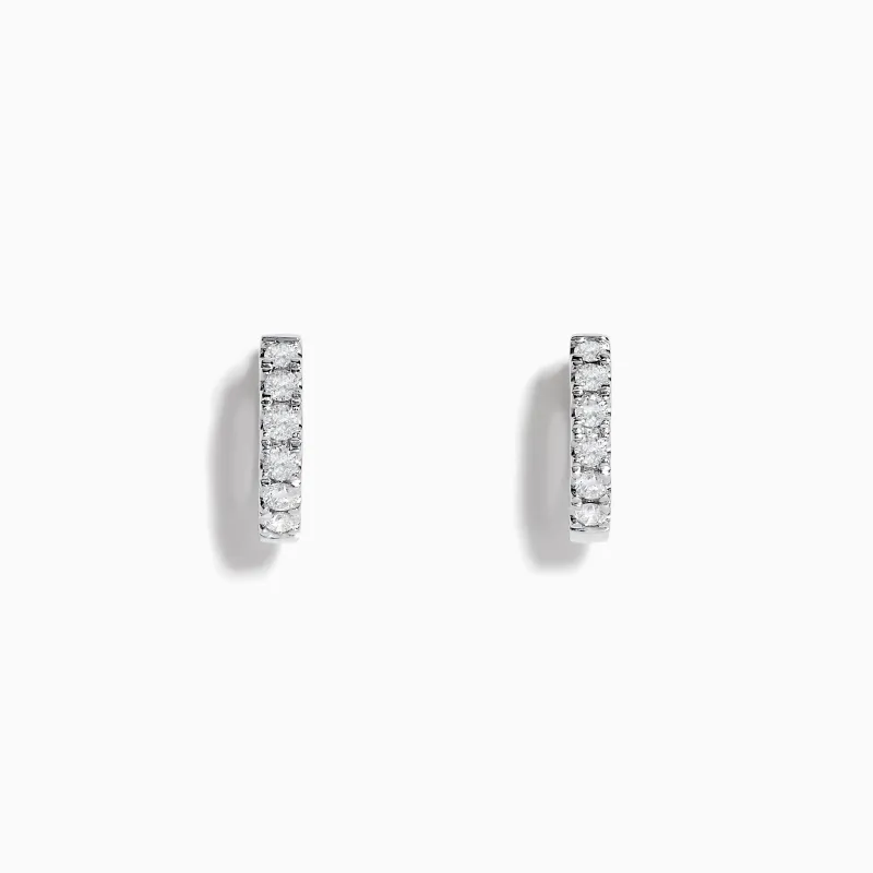 Pave Classica 14k White Gold Diamond Huggie Earrings sold by Effy