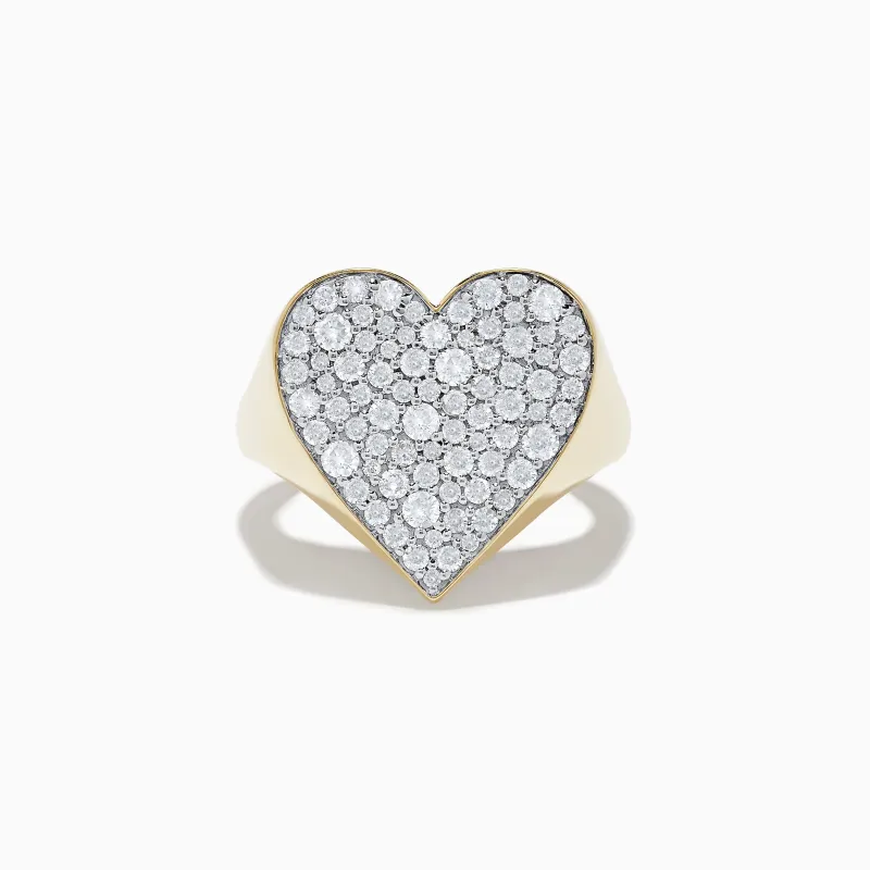 D'Oro 14k Yellow Gold Pave Heart Diamond Statement Ring sold by Effy