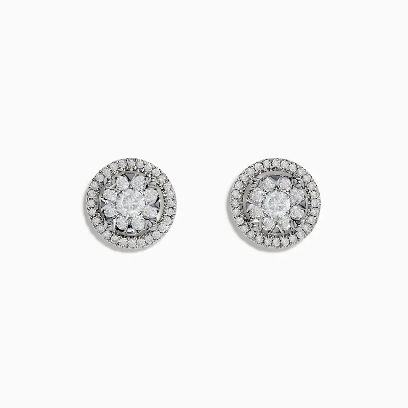 Bouquet 14k White Gold Diamond Cluster Stud Earrings 0.99 TCW sold by Effy