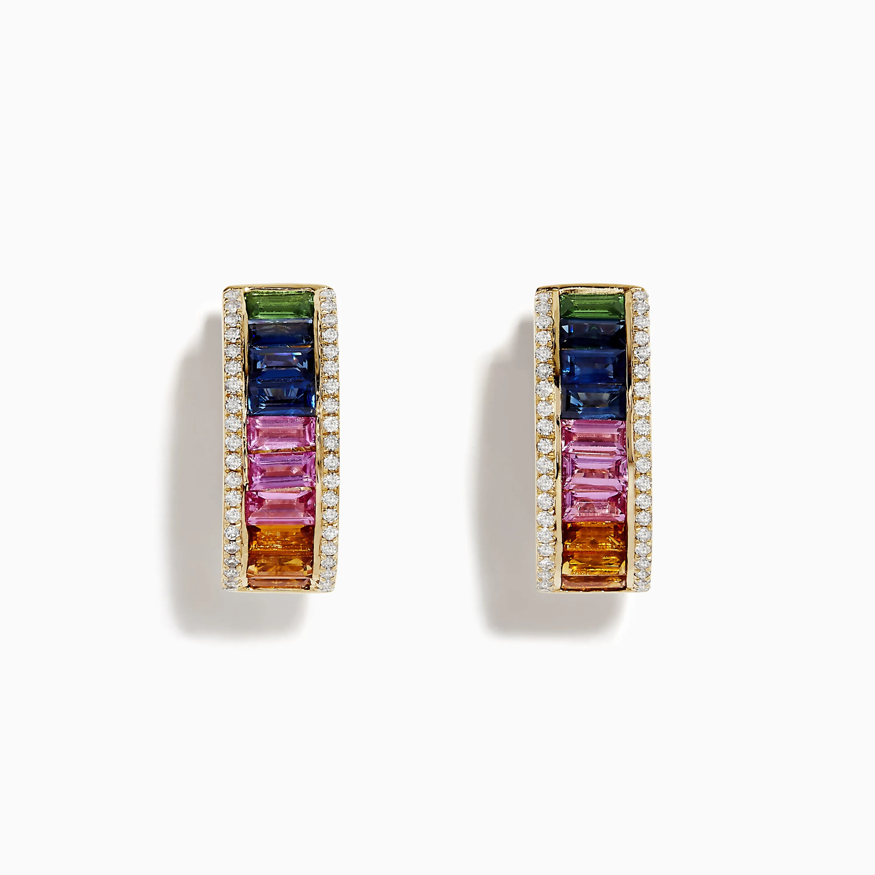 Watercolor 14k Gold Multi Sapphire and Diamond Huggie Earrings sold by Effy