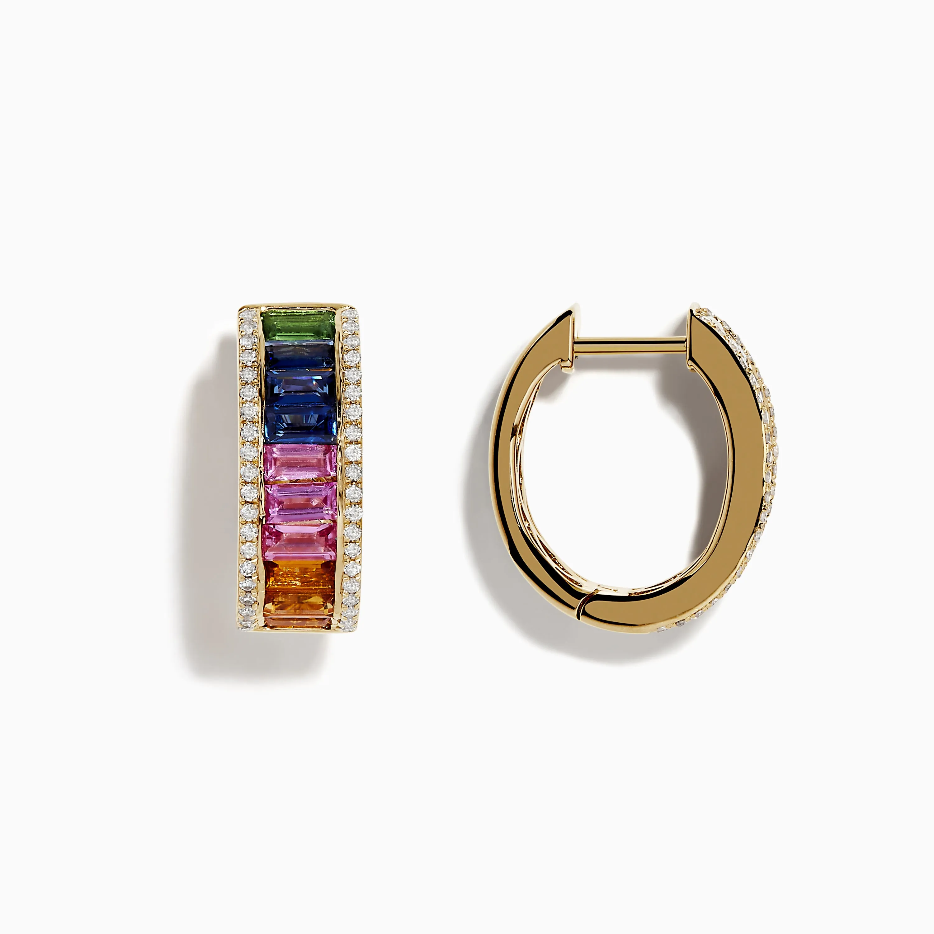 Watercolor 14k Gold Multi Sapphire and Diamond Huggie Earrings sold by Effy product image thumbnail 2