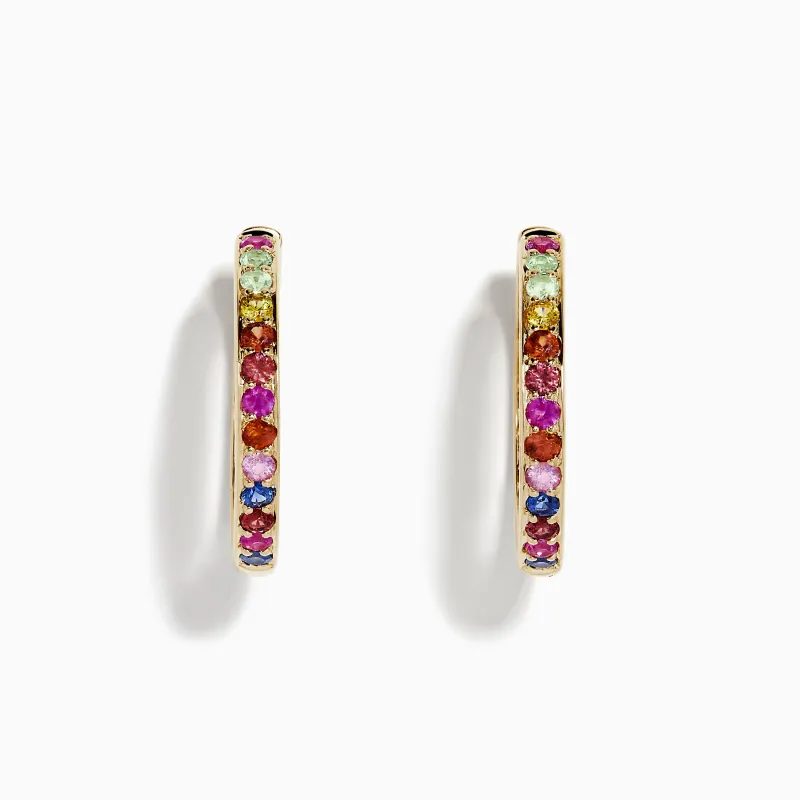 Watercolor 14k Yellow Gold Multi Sapphire Hoop Earrings sold by Effy