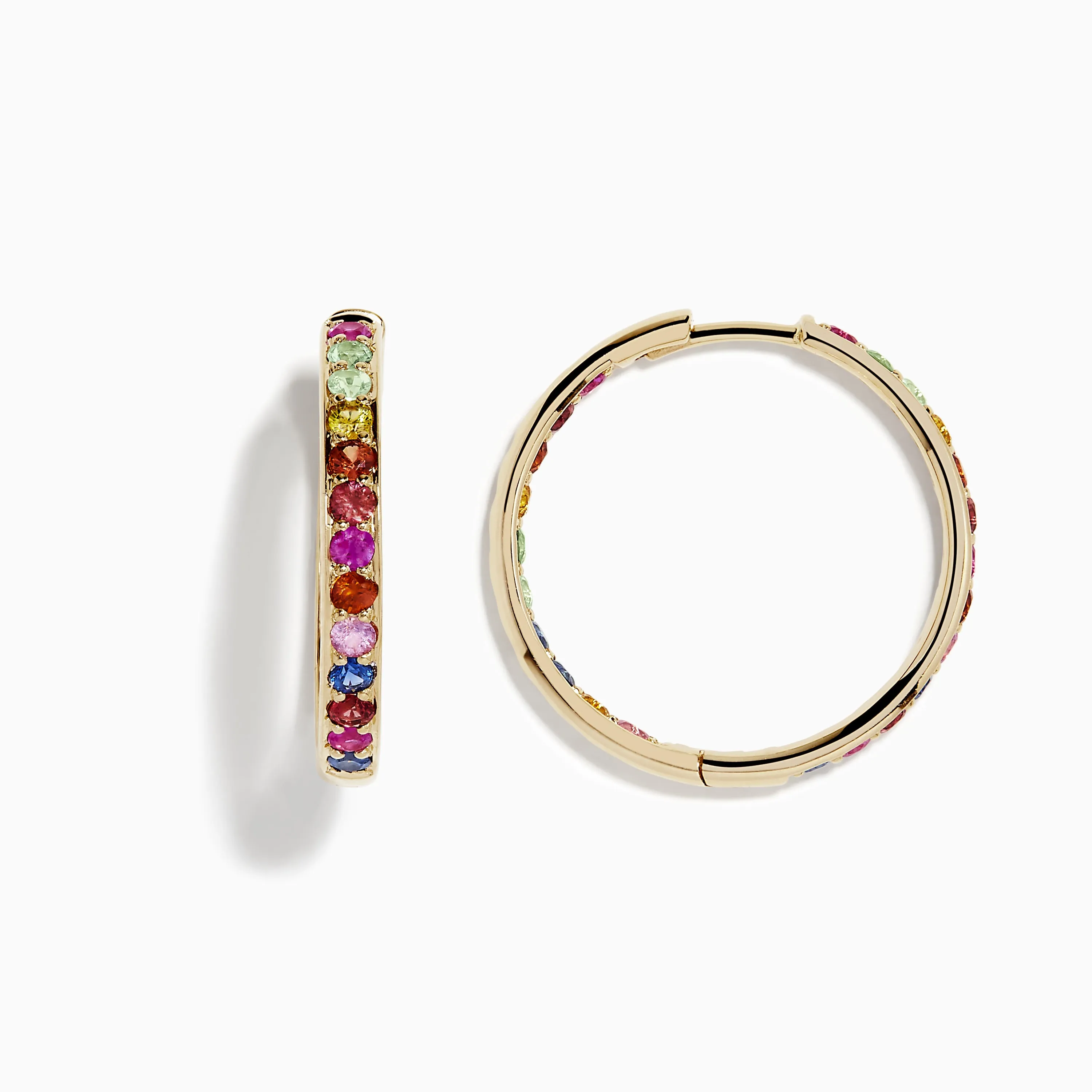 Watercolor 14k Yellow Gold Multi Sapphire Hoop Earrings sold by Effy product image thumbnail 3