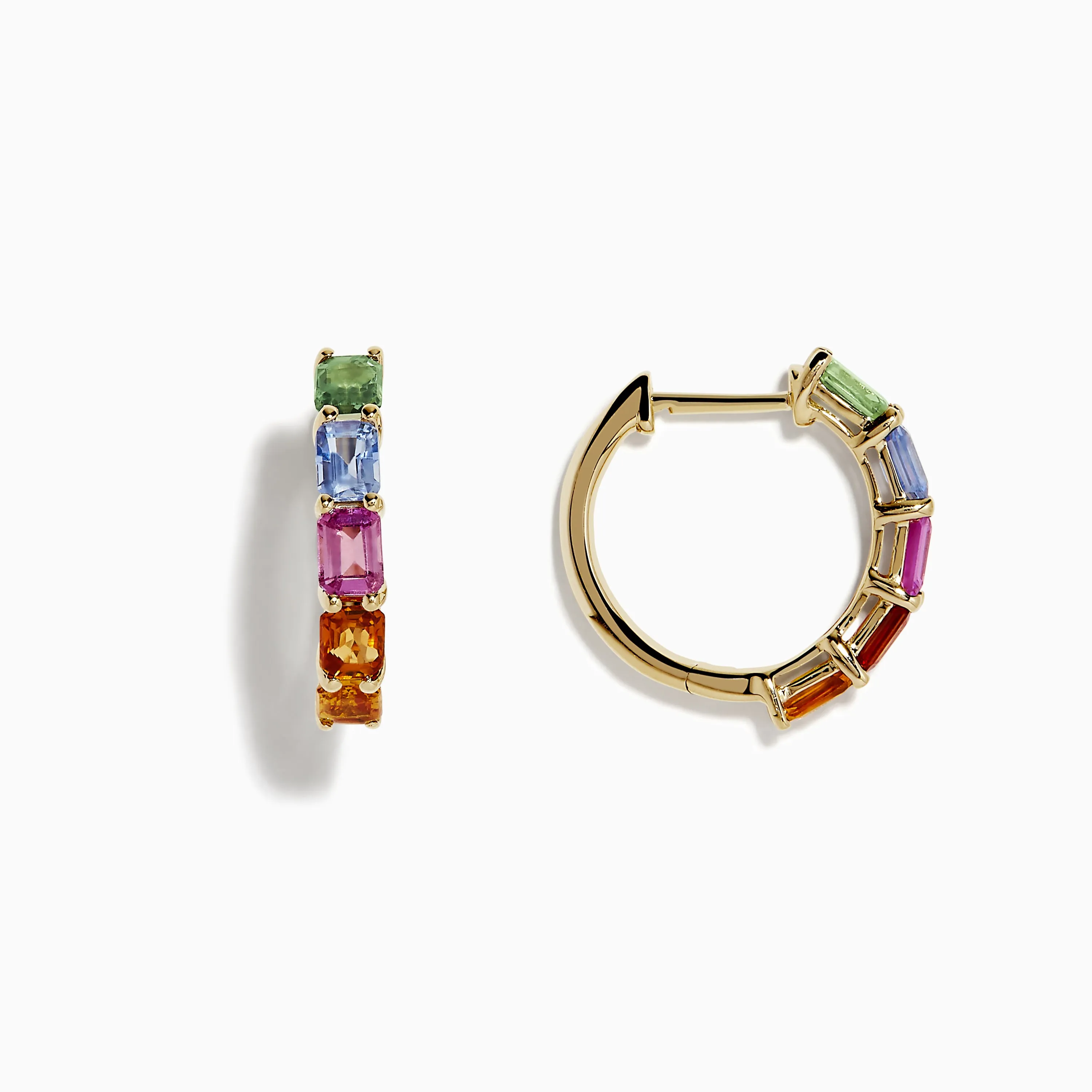 Watercolor 14k Gold Emerald Cut Multi Sapphire Hoop Earrings sold by Effy product image thumbnail 2