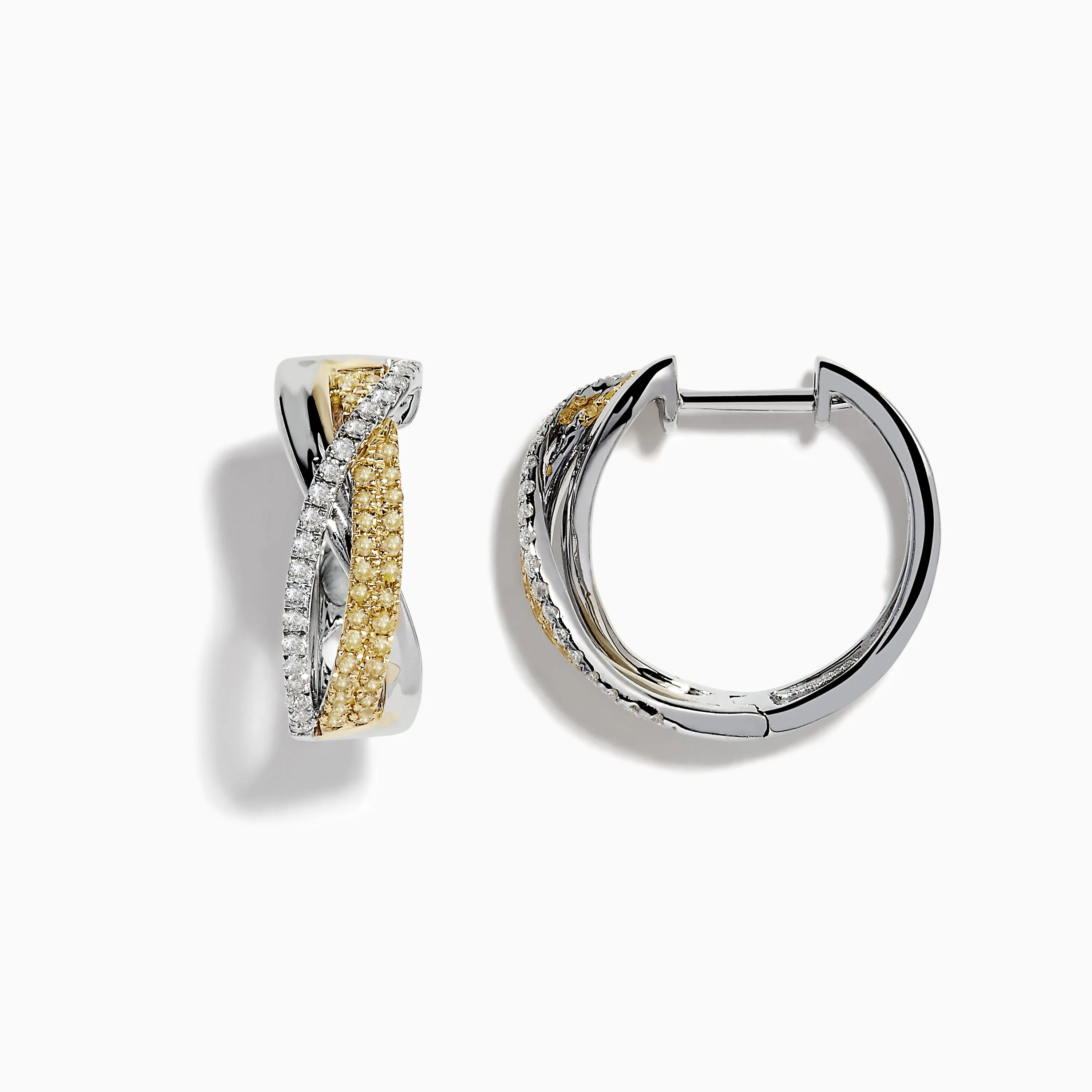 Canare 14k Two Tone Yellow and White Diamond Hoop Earrings 5/8" sold by Effy product image thumbnail 2