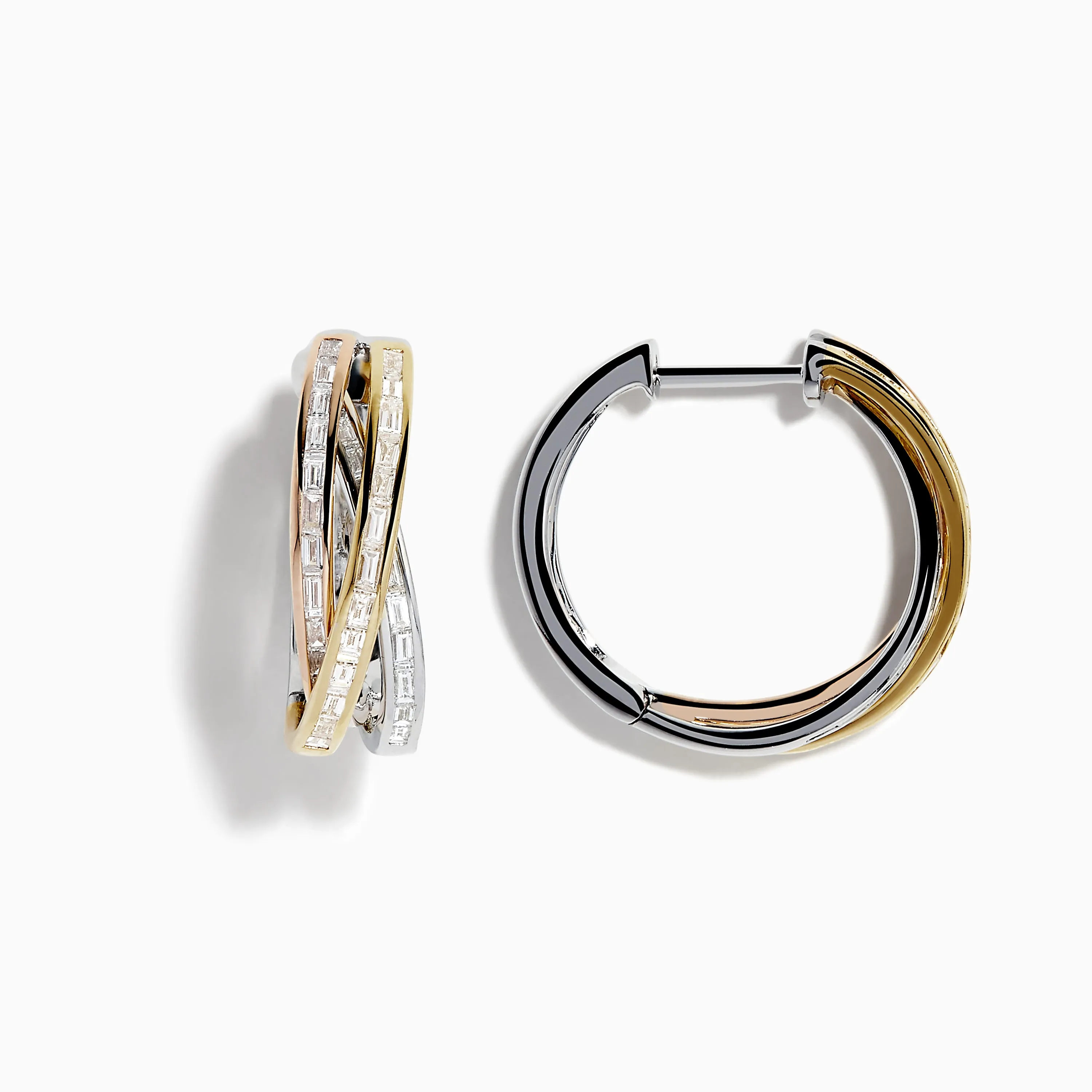 Trio 14k Tri-Tone Diamond 3/4" Hoop Earrings sold by Effy product image thumbnail 2