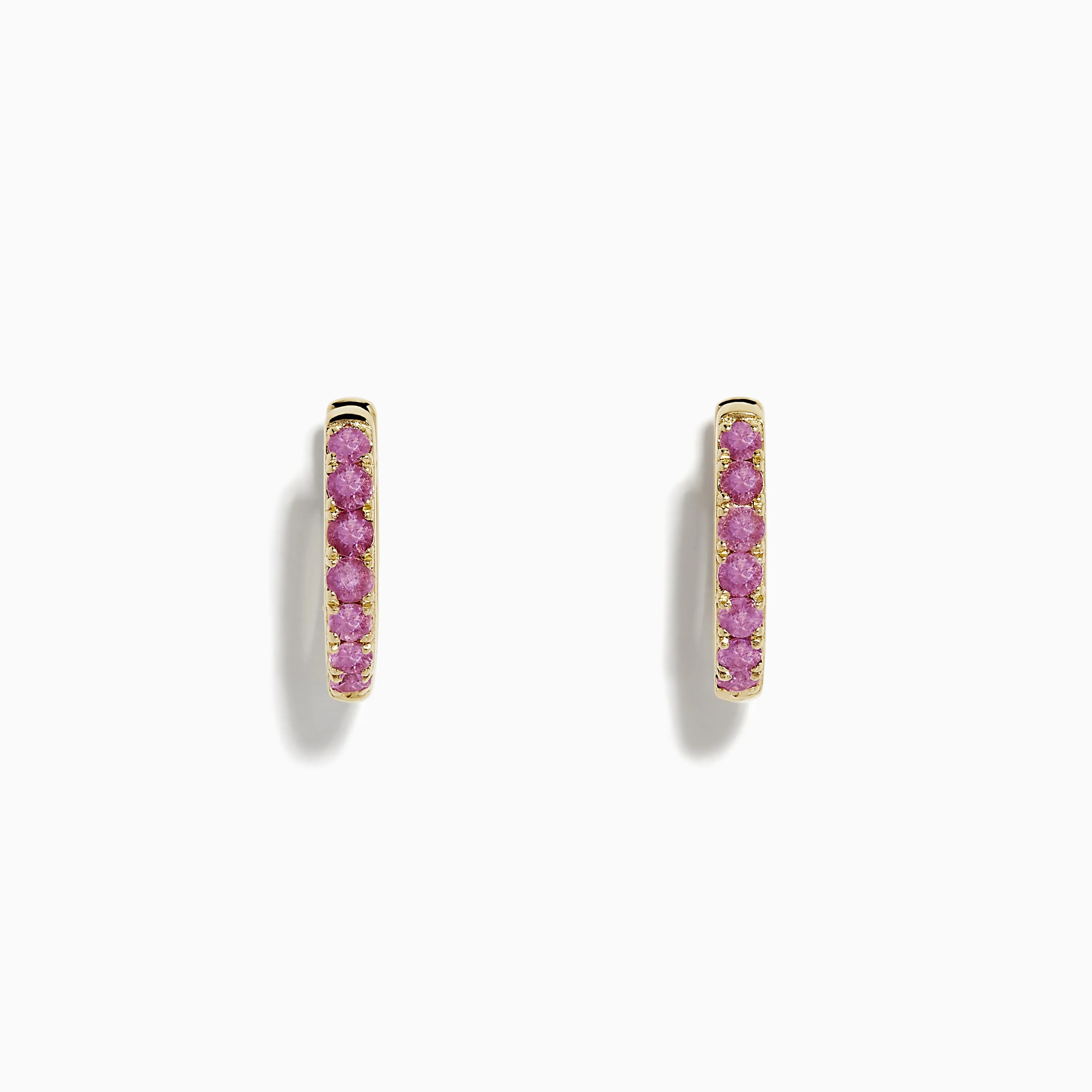 14k Yellow Gold Pink Sapphire Huggie Earrings sold by Effy