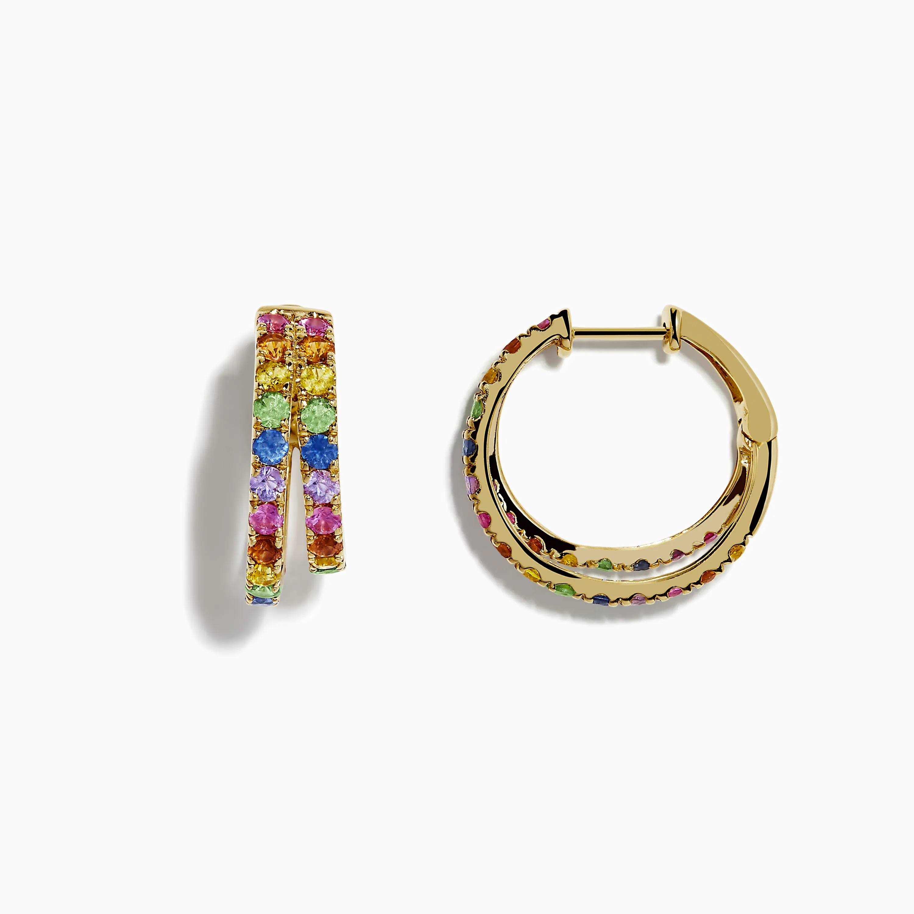 Watercolor 14k Yellow Gold Multi Sapphire Huggie Earrings sold by Effy product image thumbnail 2