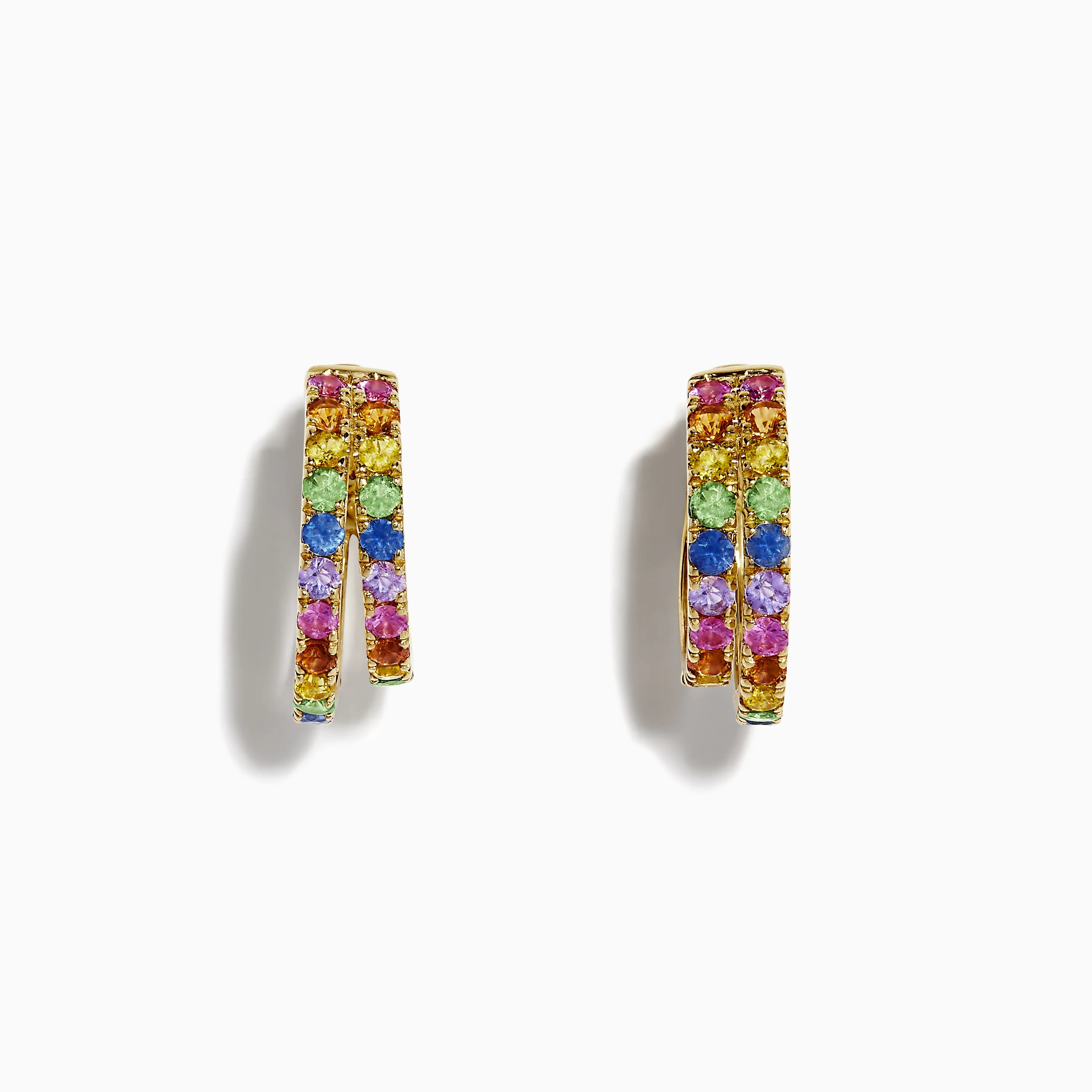 Watercolor 14k Yellow Gold Multi Sapphire Huggie Earrings sold by Effy