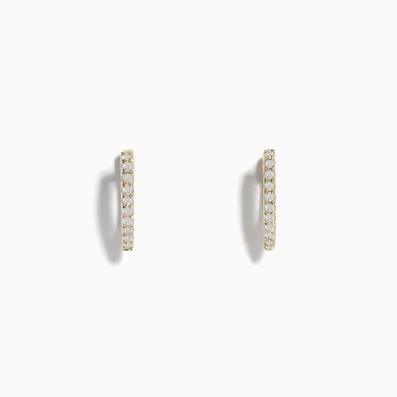 D'Oro 14k Yellow Gold 3/8" Diamond Huggie Earrings 0.22 TCW sold by Effy