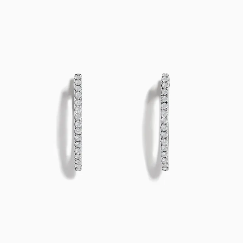 Pave Classica 14k White Gold 3/4" Diamond Hoop Earrings 0.31 TCW sold by Effy