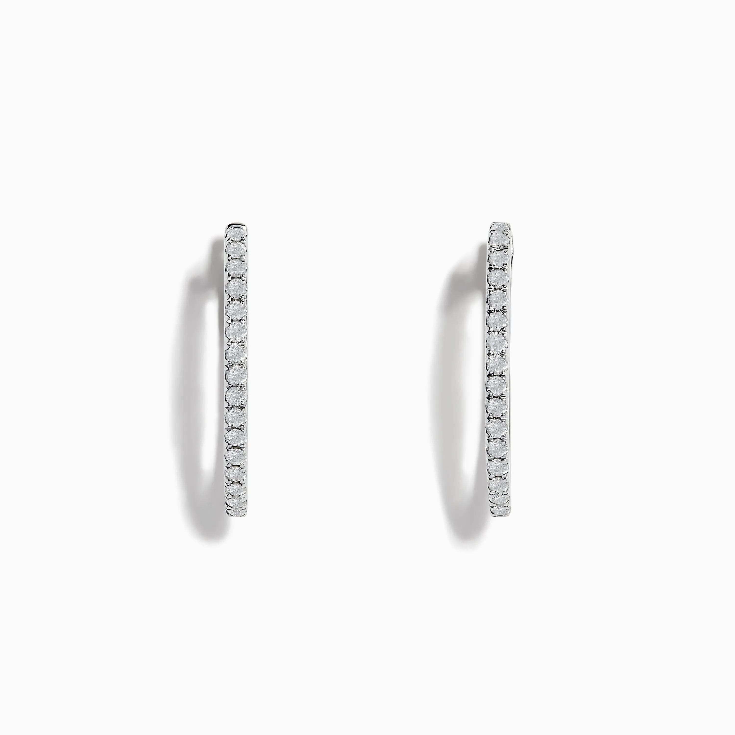 Pave Classica 14k White Gold 3/4" Diamond Hoop Earrings 0.31 TCW sold by Effy