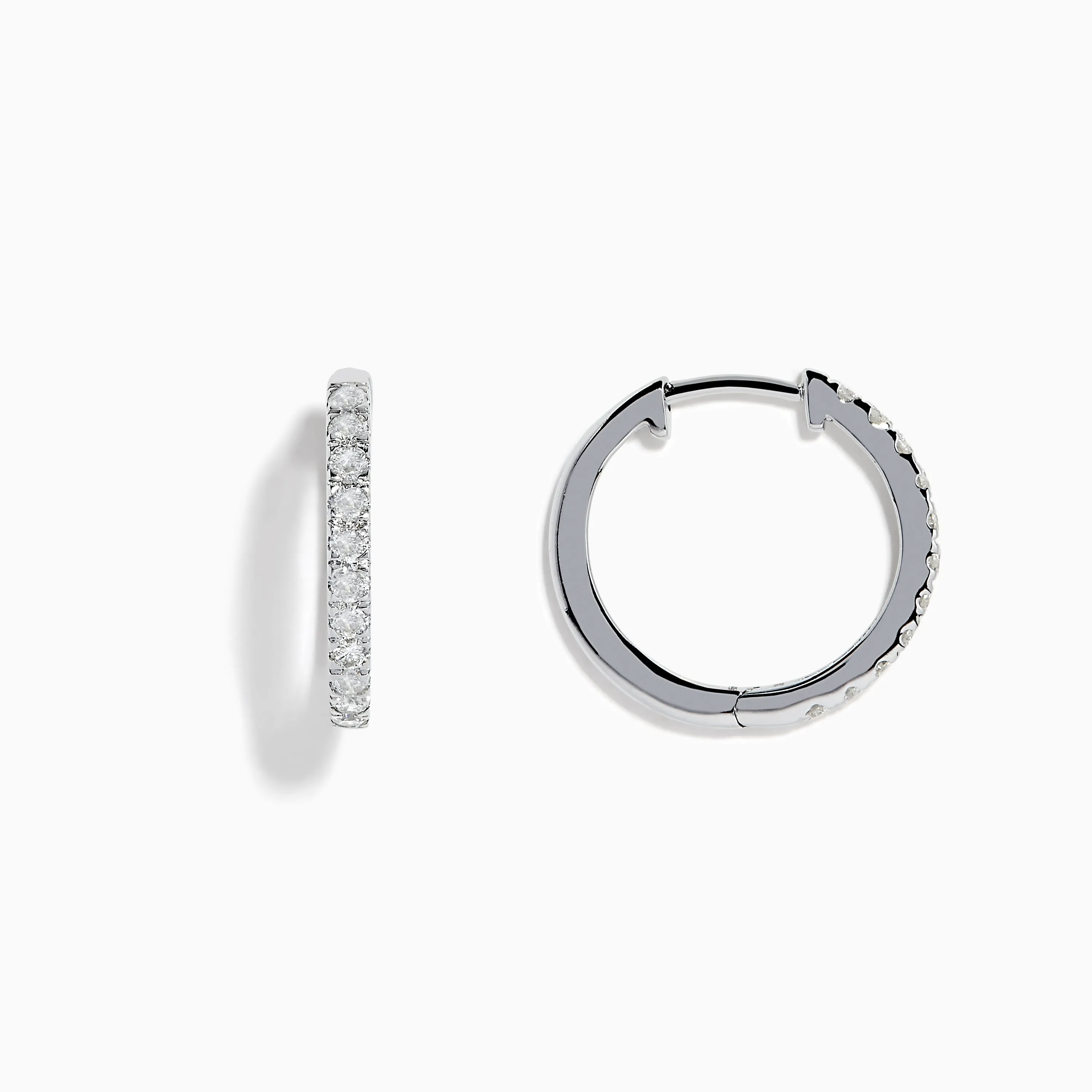 Pave Classica 14k White Gold 5/8" Diamond Hoop Earrings 0.49 TCW sold by Effy product image thumbnail 2