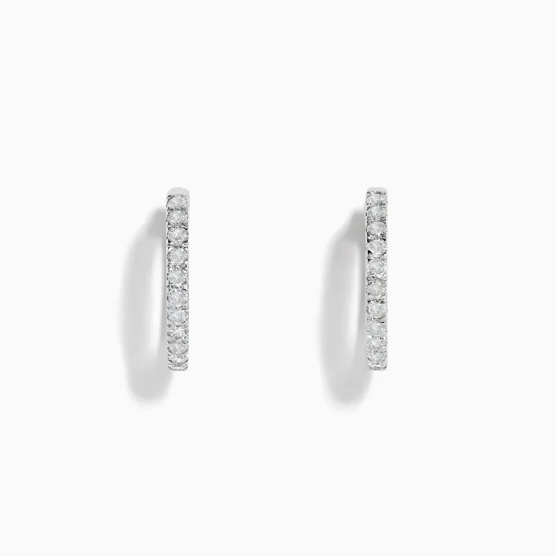 Pave Classica 14k White Gold 5/8" Diamond Hoop Earrings 0.49 TCW sold by Effy
