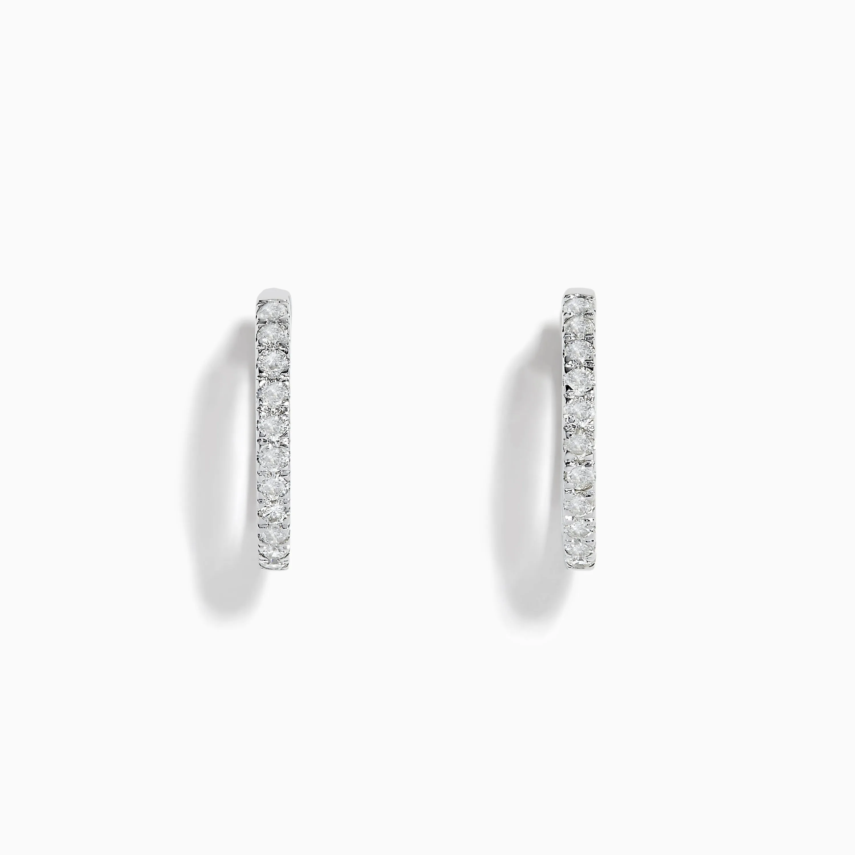 Pave Classica 14k White Gold 5/8" Diamond Hoop Earrings 0.49 TCW sold by Effy