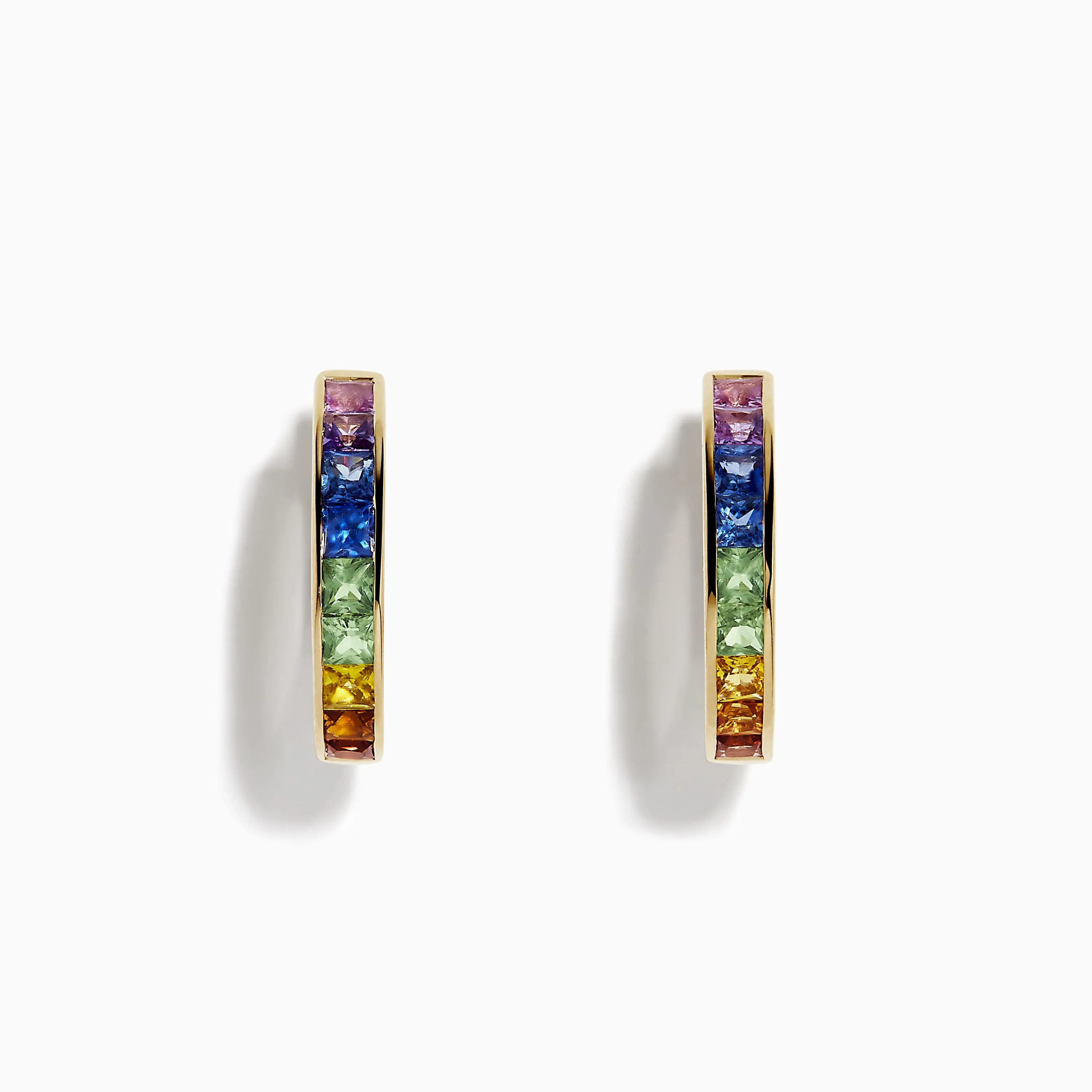 Watercolor 14k Yellow Gold Princess Cut Multi Sapphire Hoop Earrings sold by Effy