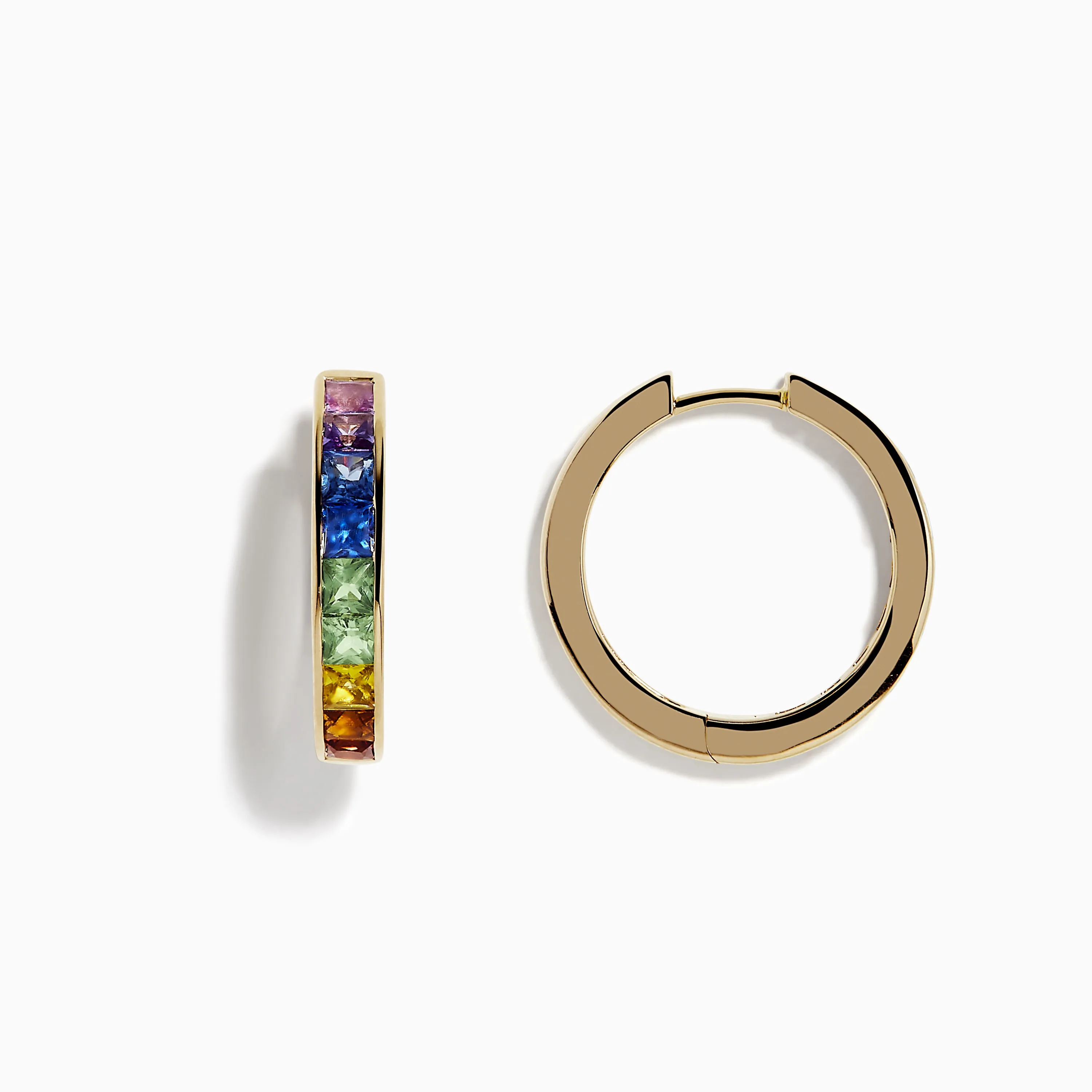 Watercolor 14k Yellow Gold Princess Cut Multi Sapphire Hoop Earrings sold by Effy product image thumbnail 2