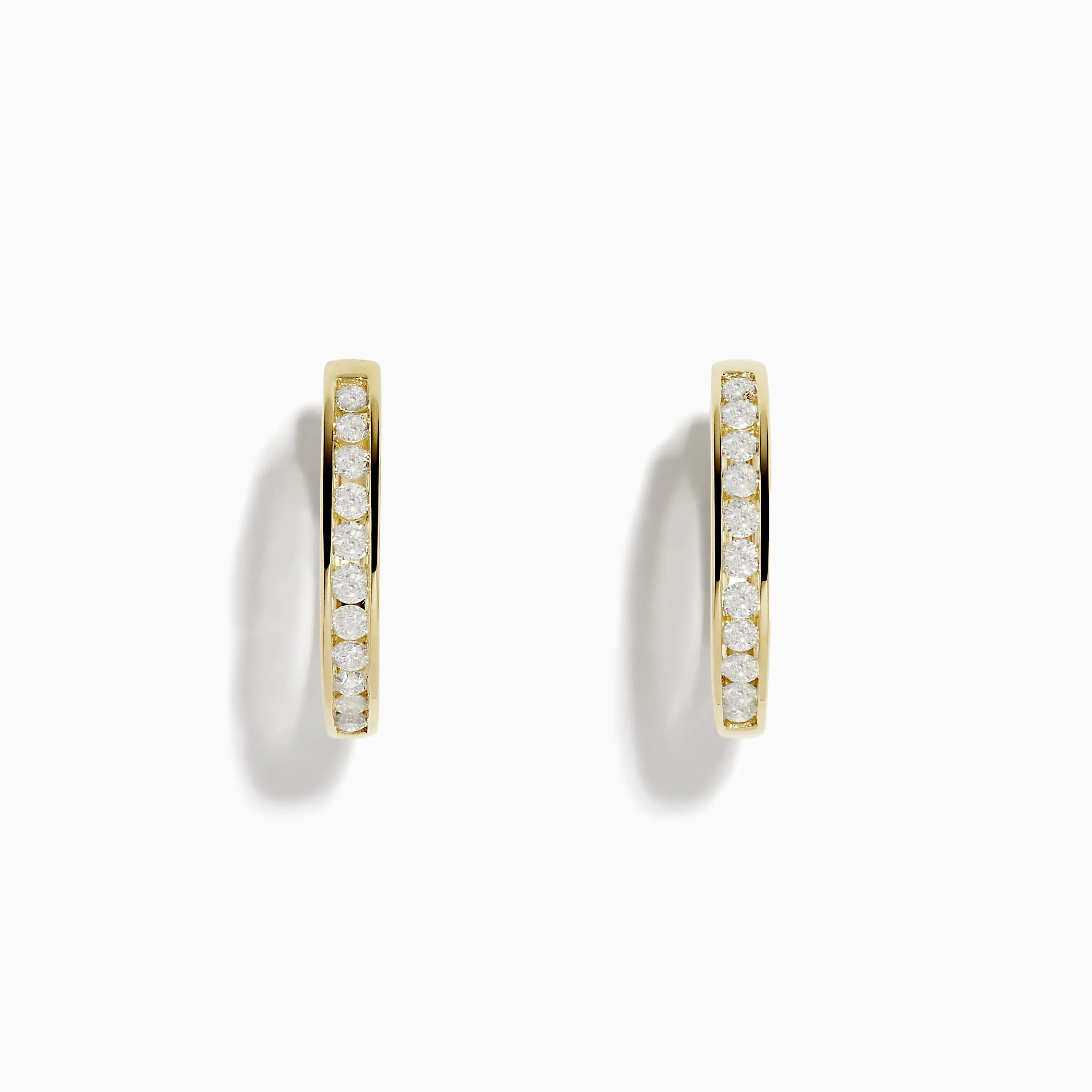 D'Oro 14k Yellow Gold 6/8" Diamond Hoop Earrings 0.48 TCW sold by Effy