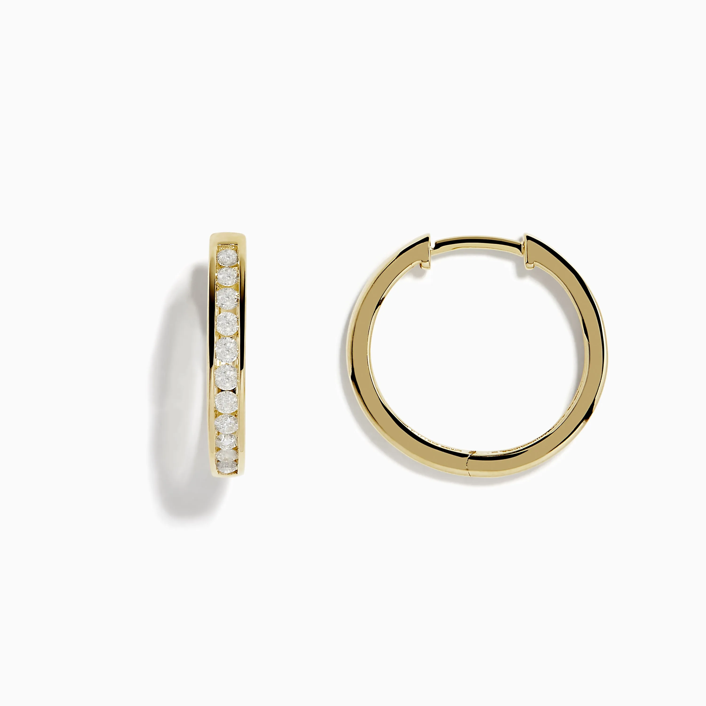 D'Oro 14k Yellow Gold 6/8" Diamond Hoop Earrings 0.48 TCW sold by Effy product image thumbnail 2