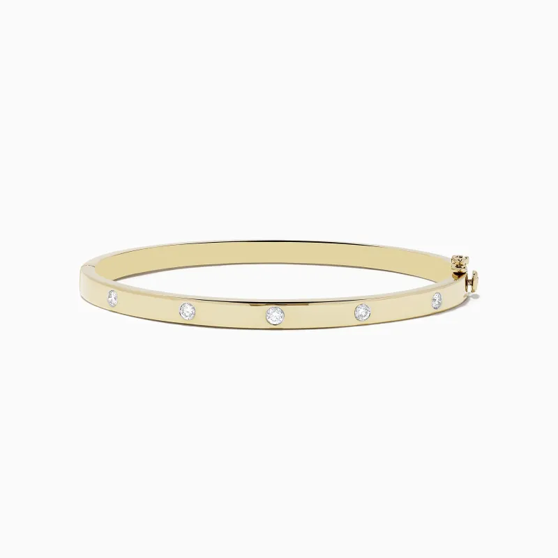 D'Oro 14k Yellow Gold Bezel Set Diamond Bangle 0.35 TCW sold by Effy