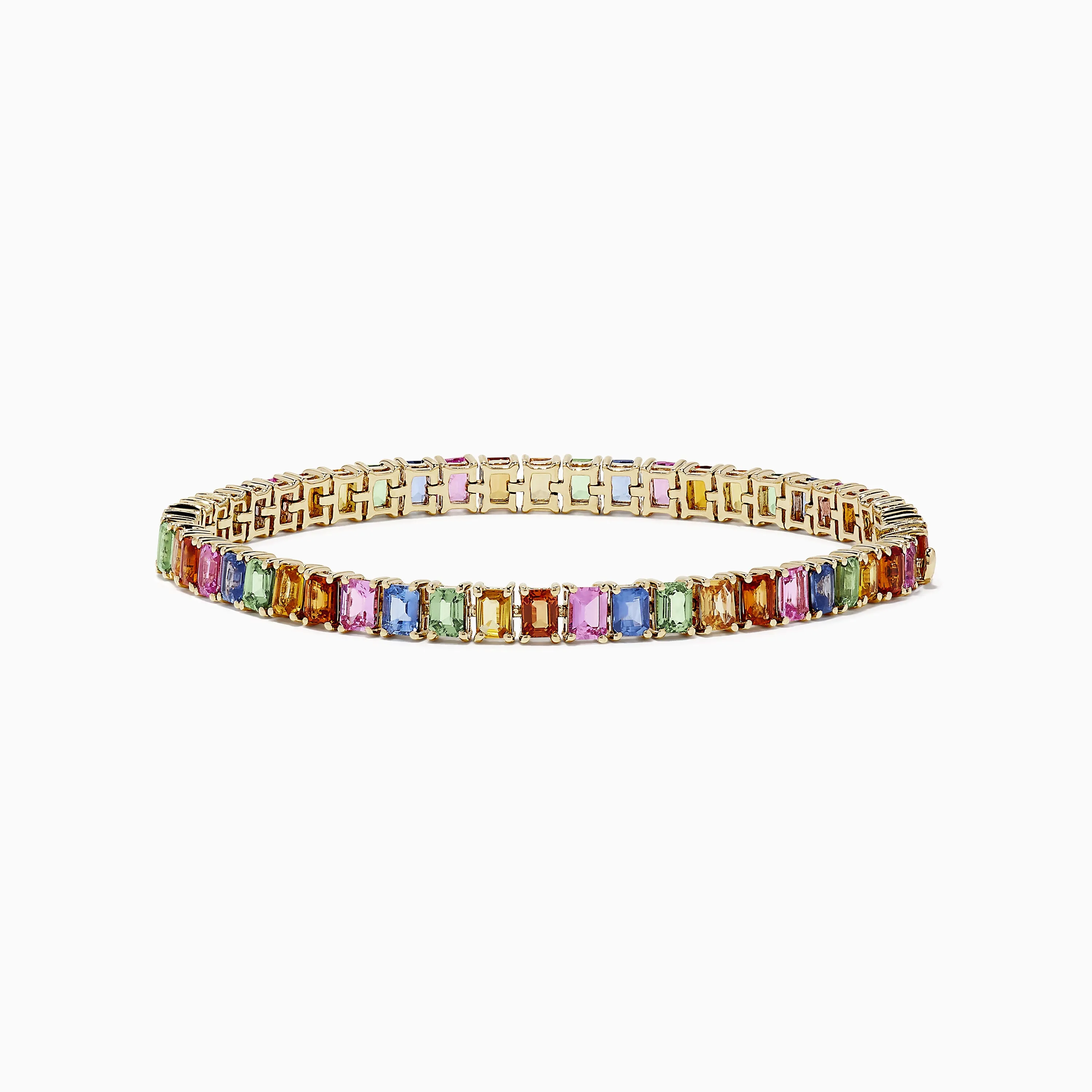 Watercolor 14k Gold Emerald Cut Multi Sapphire Tennis Bracelet sold by Effy
