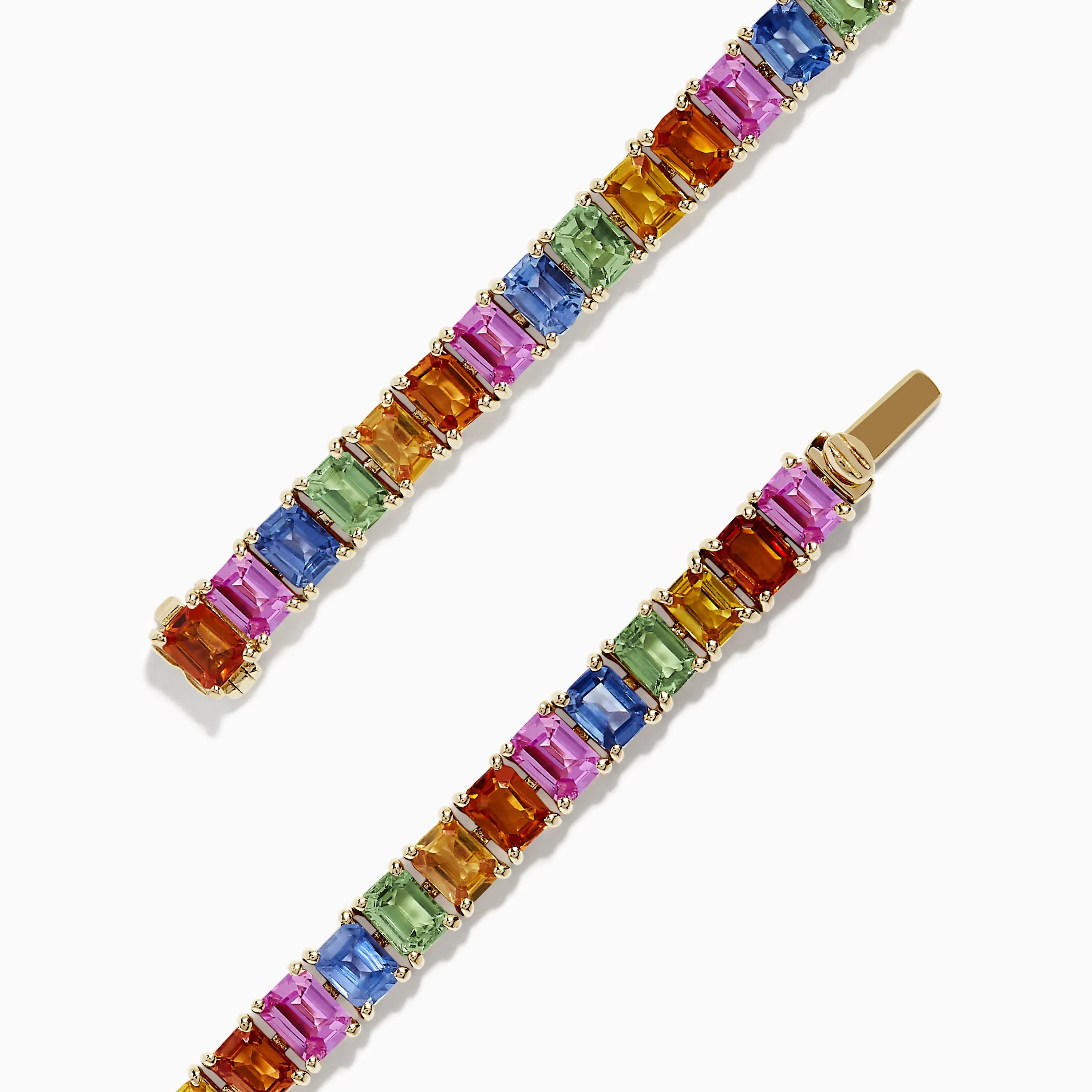 Watercolor 14k Gold Emerald Cut Multi Sapphire Tennis Bracelet sold by Effy product image thumbnail 2