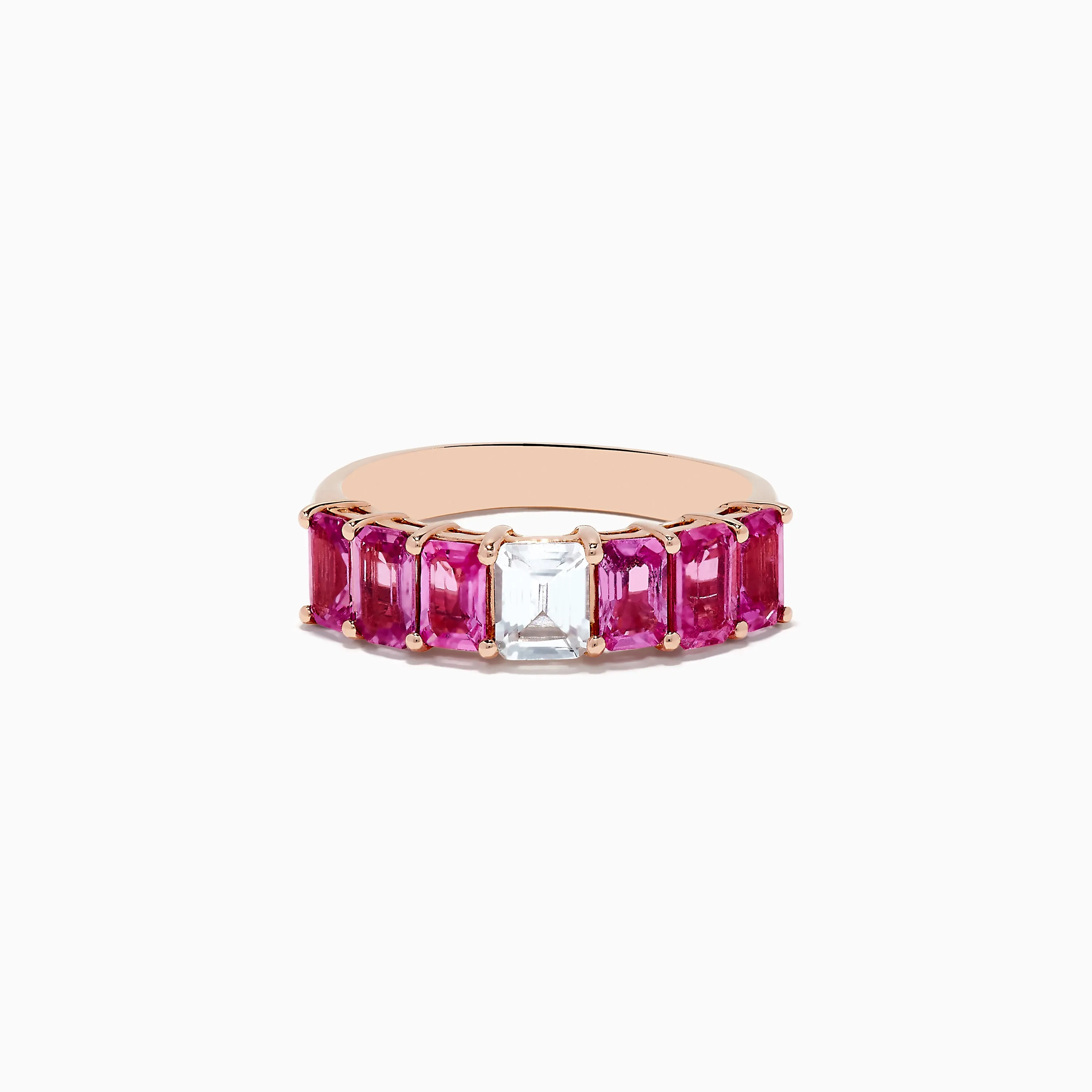 14k Rose Gold Pink and White Sapphire Ring sold by Effy
