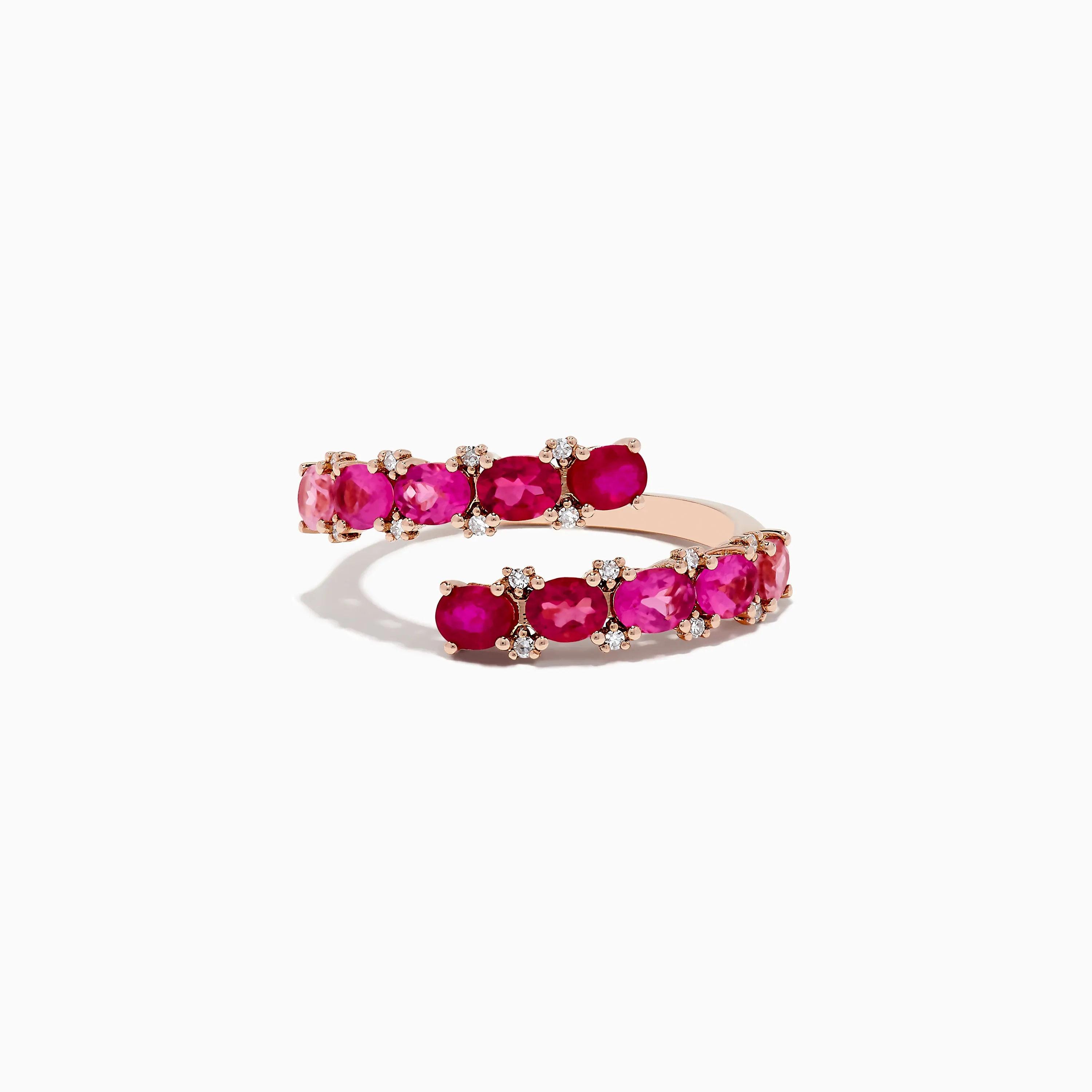 14k Rose Gold Pink Tourmaline and Ruby Bypass Ring 1.49 TCW sold by Effy