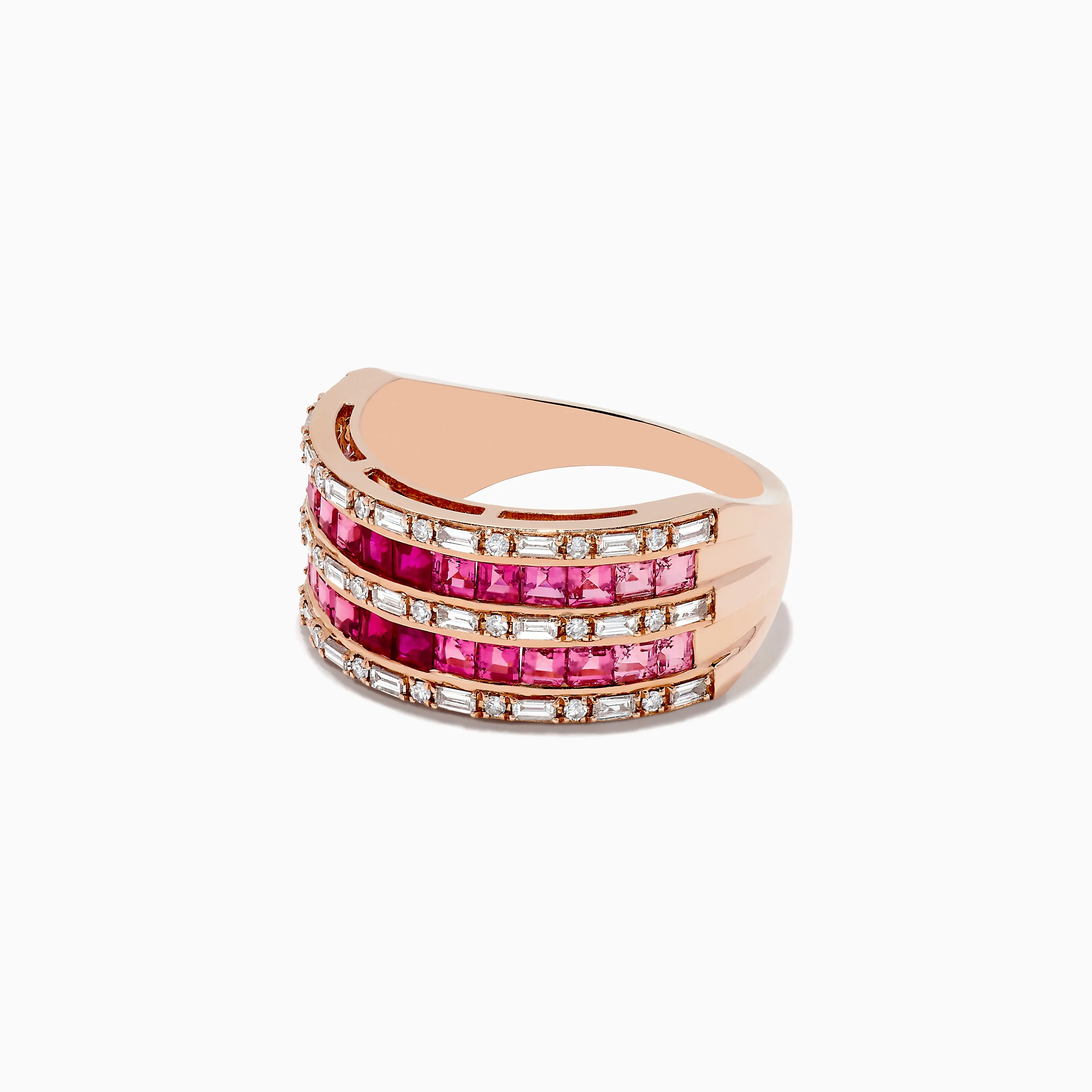 14k Rose Gold Princess Cut Pink Tourmaline and Ruby Ring 1.61 TCW sold by Effy product image thumbnail 2