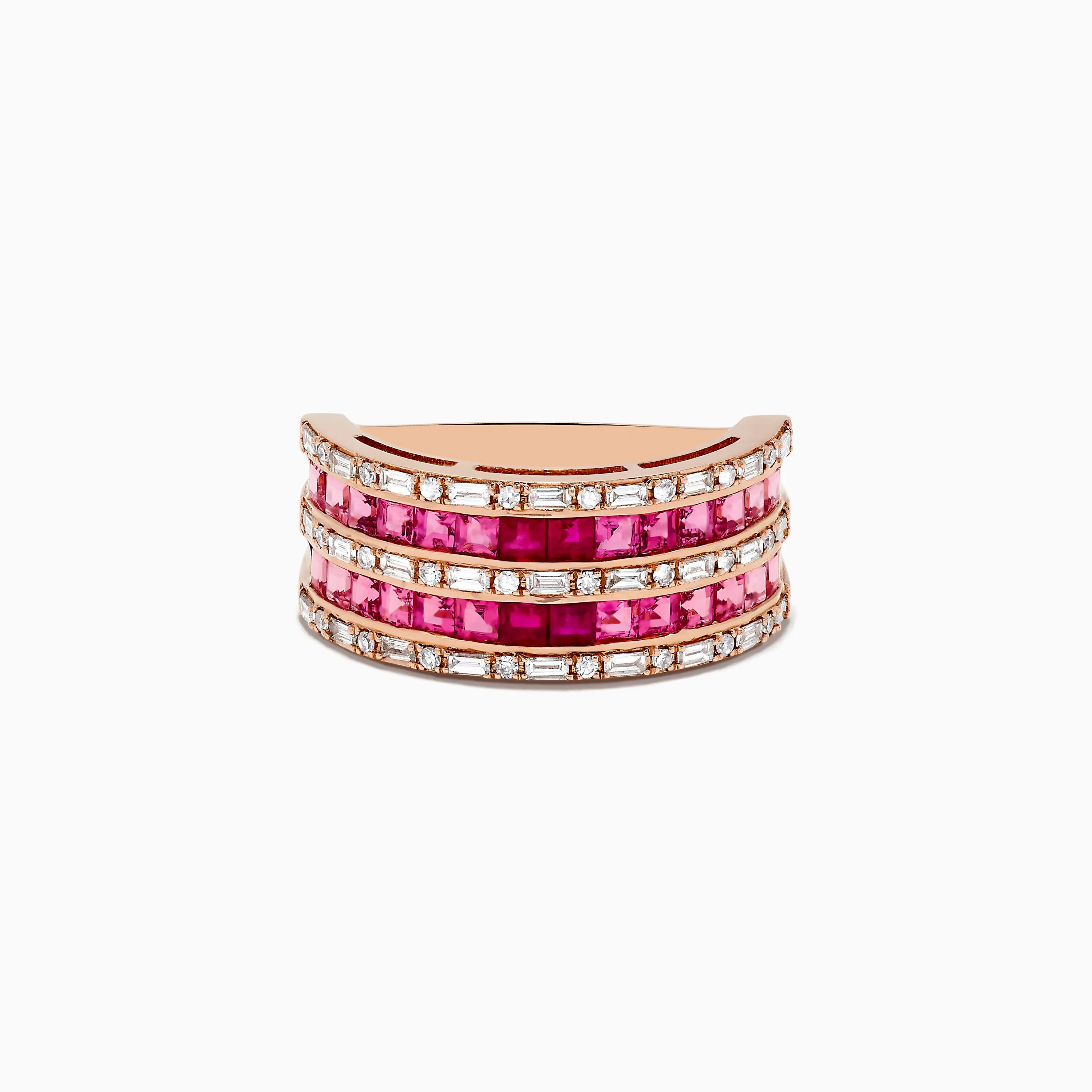 14k Rose Gold Princess Cut Pink Tourmaline and Ruby Ring 1.61 TCW sold by Effy