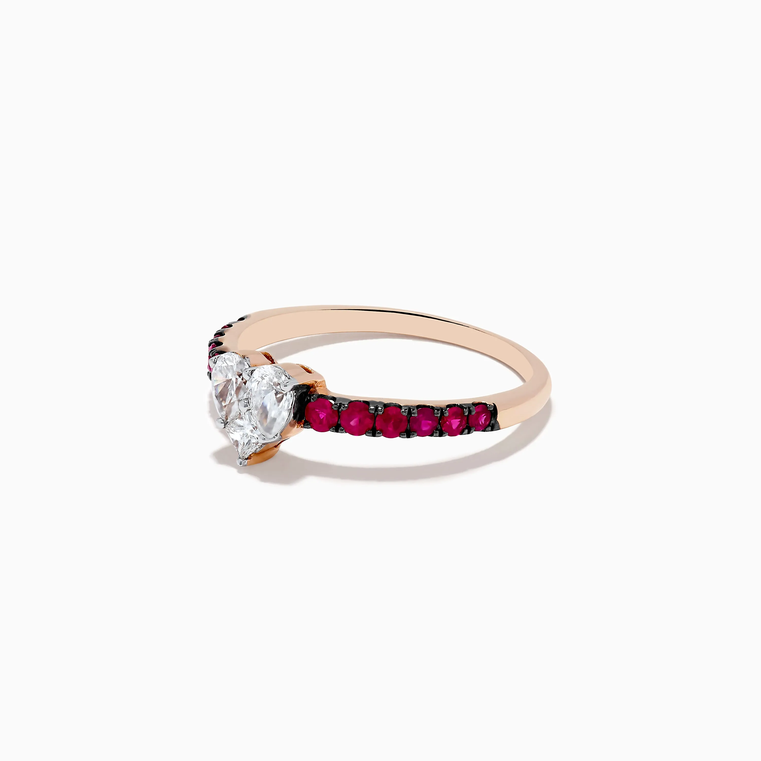 14k Rose Gold Ruby and Diamond Heart Ring sold by Effy product image thumbnail 2