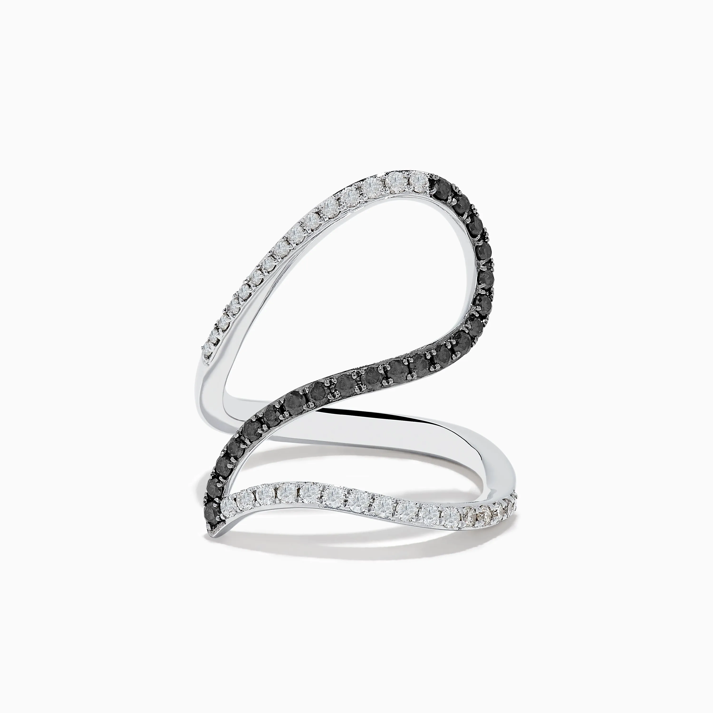 14K White Gold Black and White Diamond Fashion Ring sold by Effy