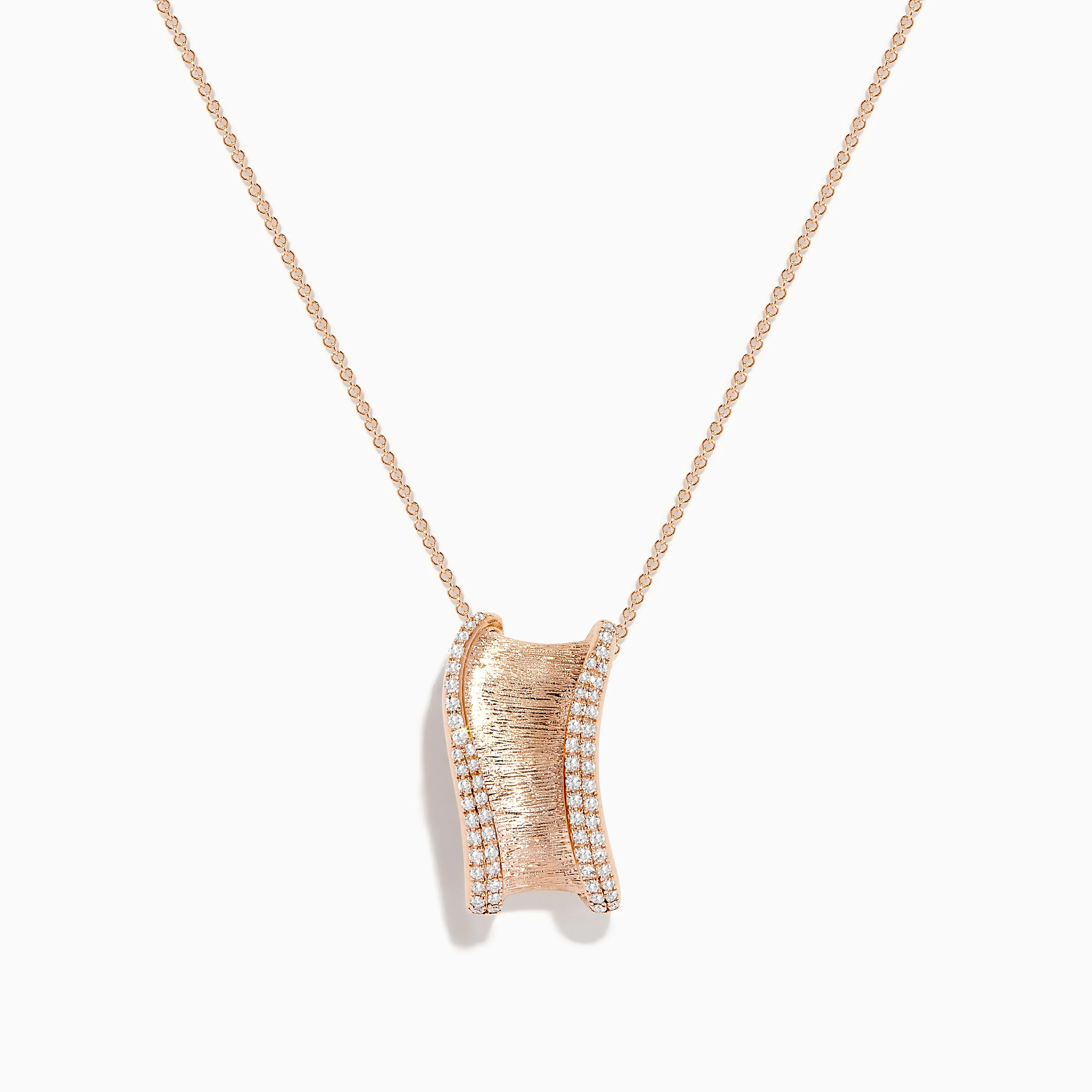 Pave Rose 14k Textured Rose Gold Diamond Pendant sold by Effy